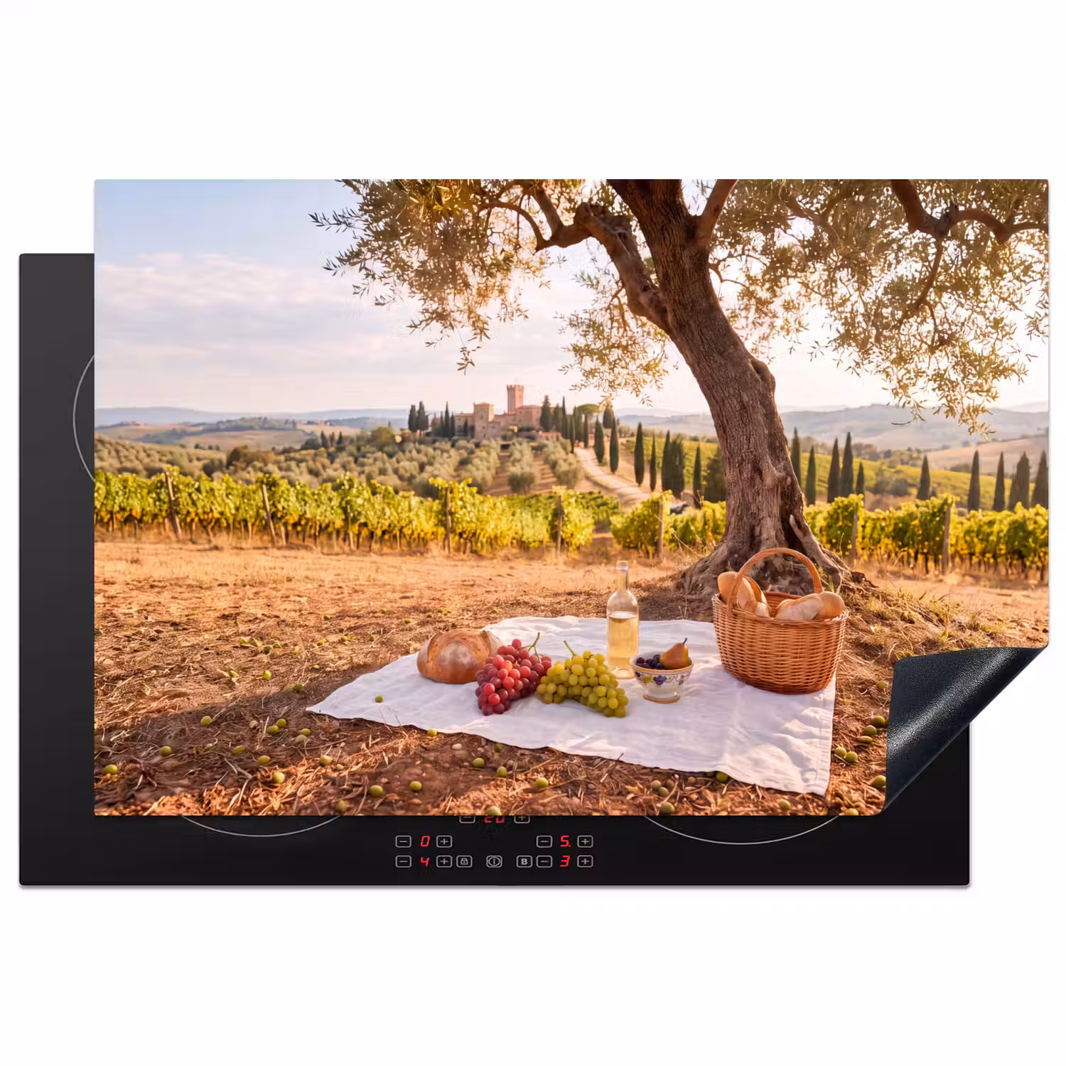 Picknick - Wijngaard - Landschap - Zomer - Eten Inductie beschermer vinyl 3mm klein -3d