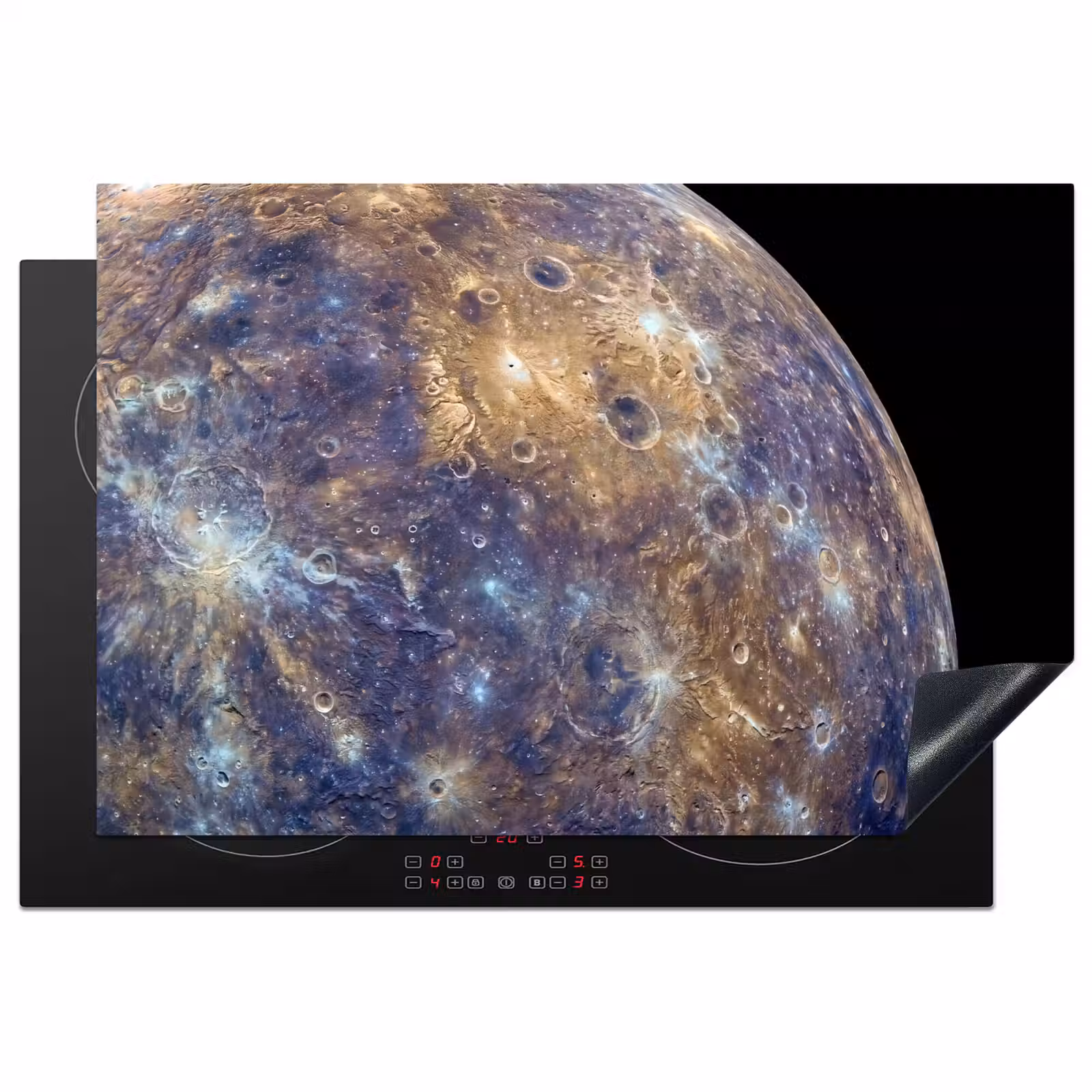 Inductiebeschermer - Planeet - Kraters - Ruimte - Planeet - Kraters - Ruimte Inductie beschermer vinyl 3mm klein