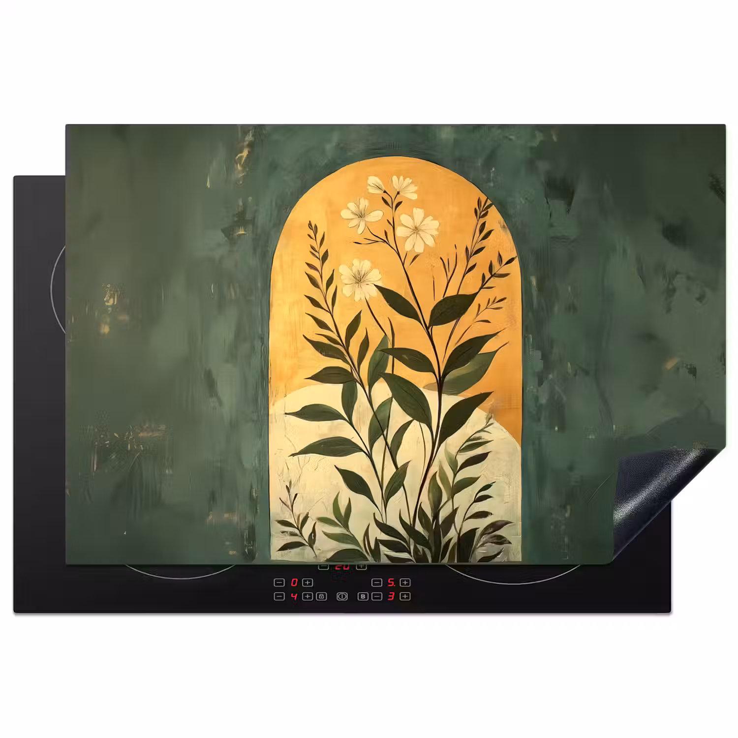 Plant - Bloemen - Wit Inductie beschermer vinyl 3mm klein -3d