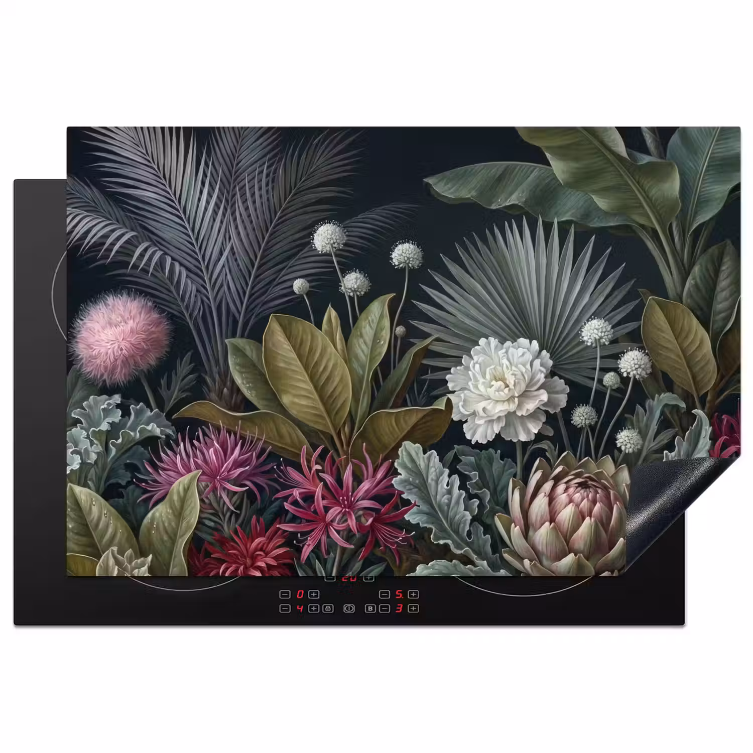 Planten - Tropisch - Botanisch - Donker - Groen Inductie beschermer vinyl 3mm klein -3d