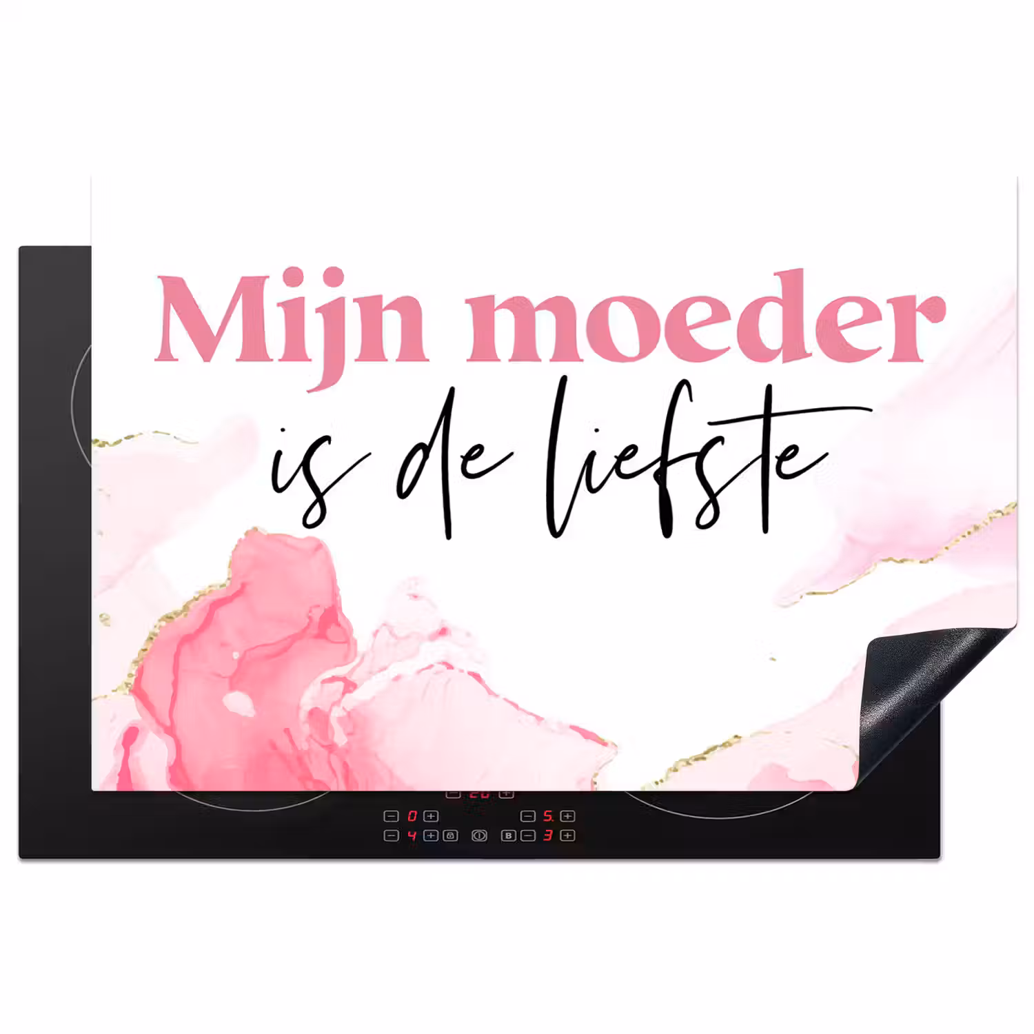 Quote - Mama - Mijn moeder is de liefste - Roze Inductie beschermer vinyl 3mm klein -3d