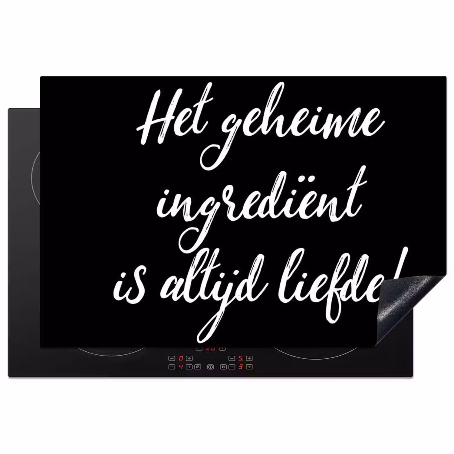 Quotes - Koken - Het geheime ingrediënt is altijd liefde! - Spreuken - Liefde Inductie beschermer vinyl 3mm klein -3d