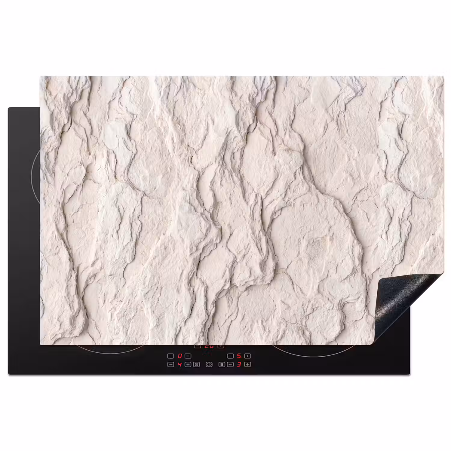 Rots - Structuur - Natuur - Beige - Abstract Inductie beschermer vinyl 3mm klein -3d
