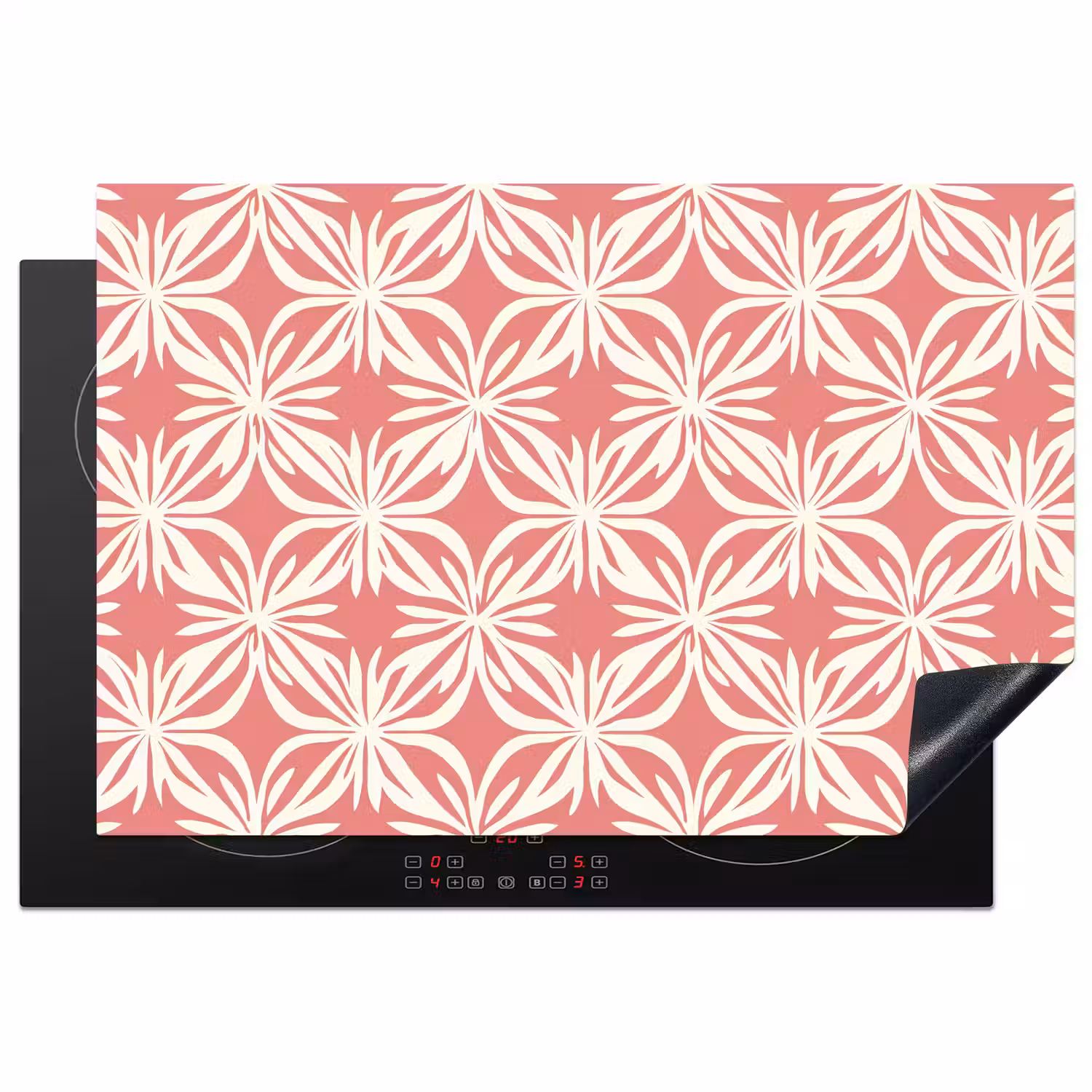 Roze - Bloemenmotief - Wit - Modern Inductie beschermer vinyl 3mm klein 276 -3d