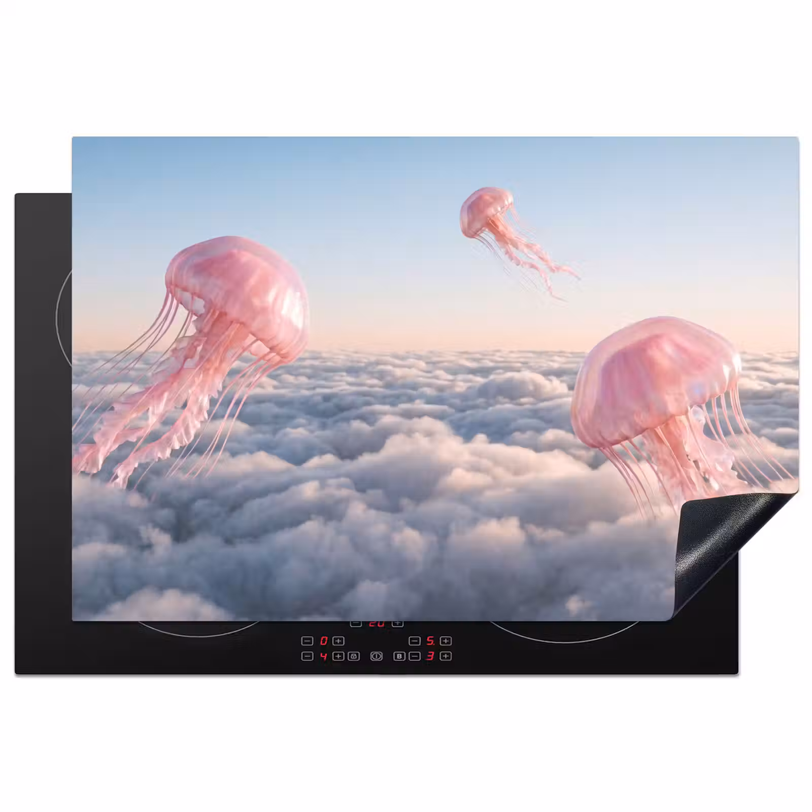 Inductiebeschermer - Roze dier - Wolken - Roze dier - Wolken Inductie beschermer vinyl 3mm klein