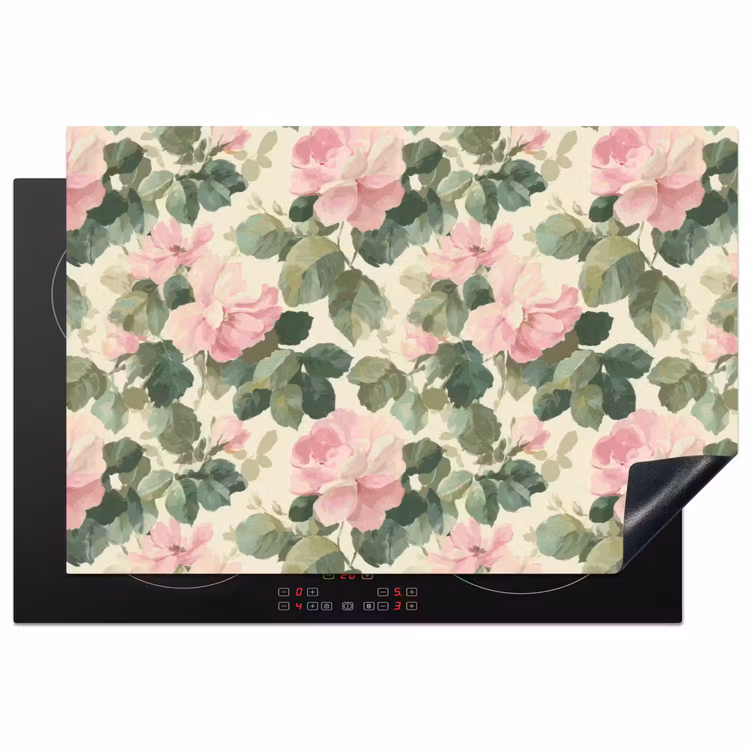 Rozen - Botanisch - Roze Inductie beschermer vinyl 3mm klein 276 -3d