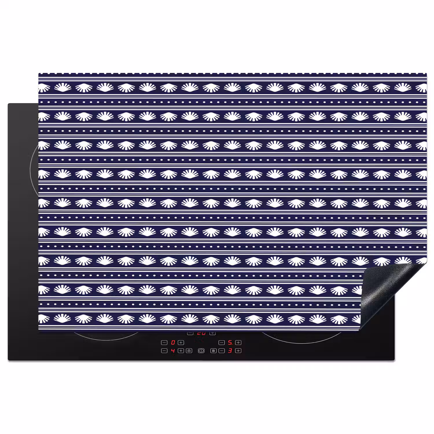 Schelp - Nautisch - Blauw - Wit Inductie beschermer vinyl 3mm klein 276 -3d