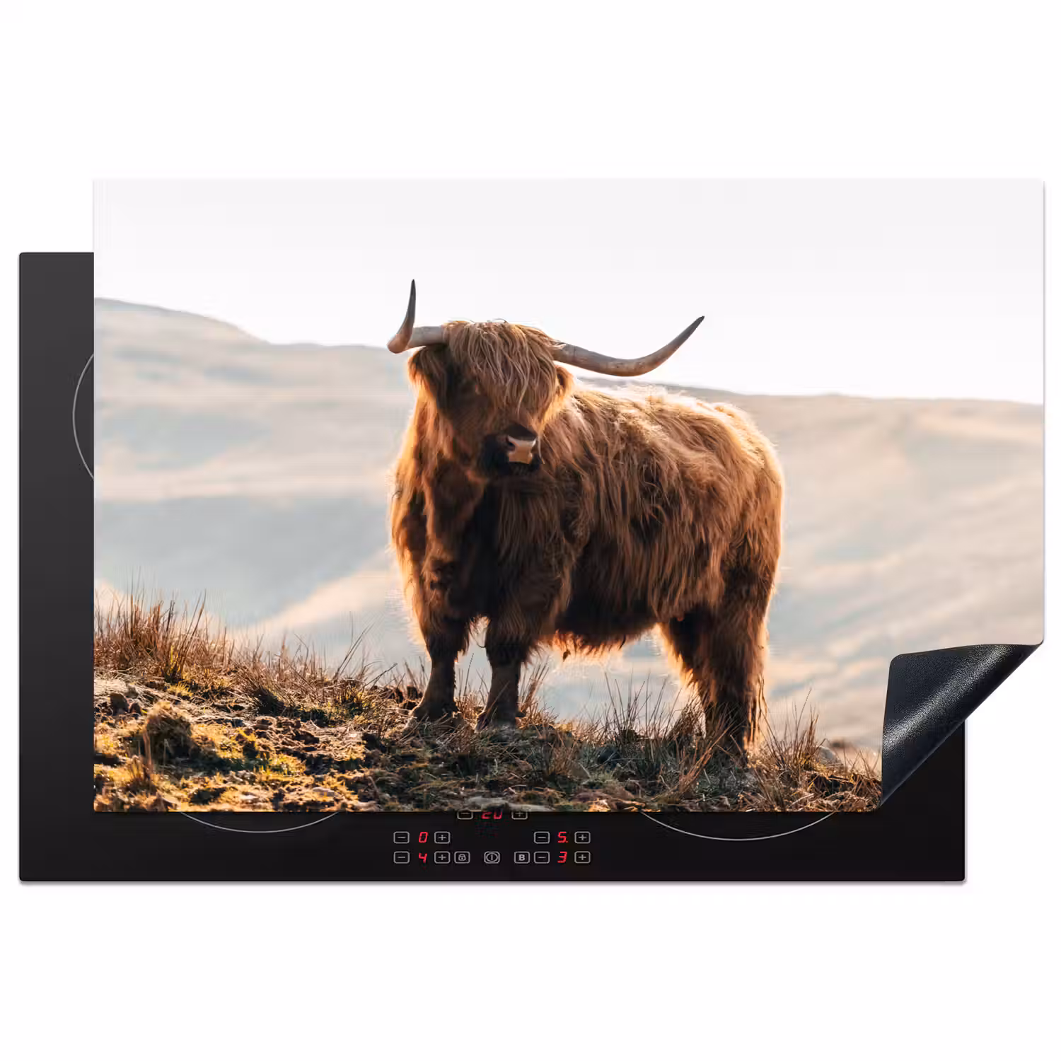 Schotse hooglander - Dieren - Landelijk - Landschap - Koe - Natuur Inductie beschermer vinyl 3mm klein -3d