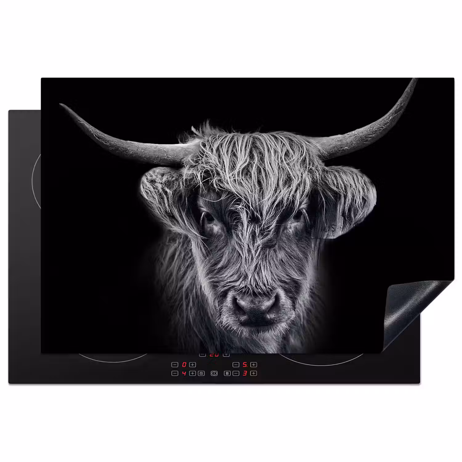 Schotse hooglander - Zwart - Koe - Dieren Inductie beschermer vinyl 3mm klein -3d