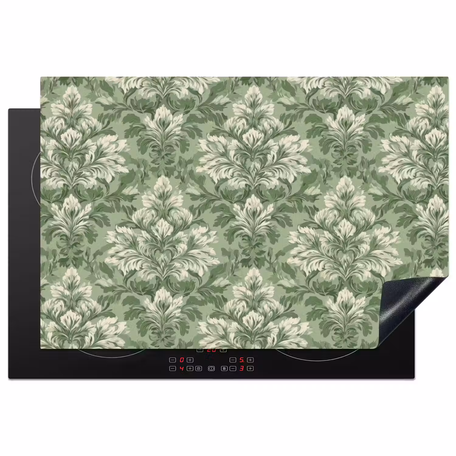 Sierlijk - Lichtgroen - Planten - Patroon - Getailleerd Inductie beschermer vinyl 3mm klein 276 -3d