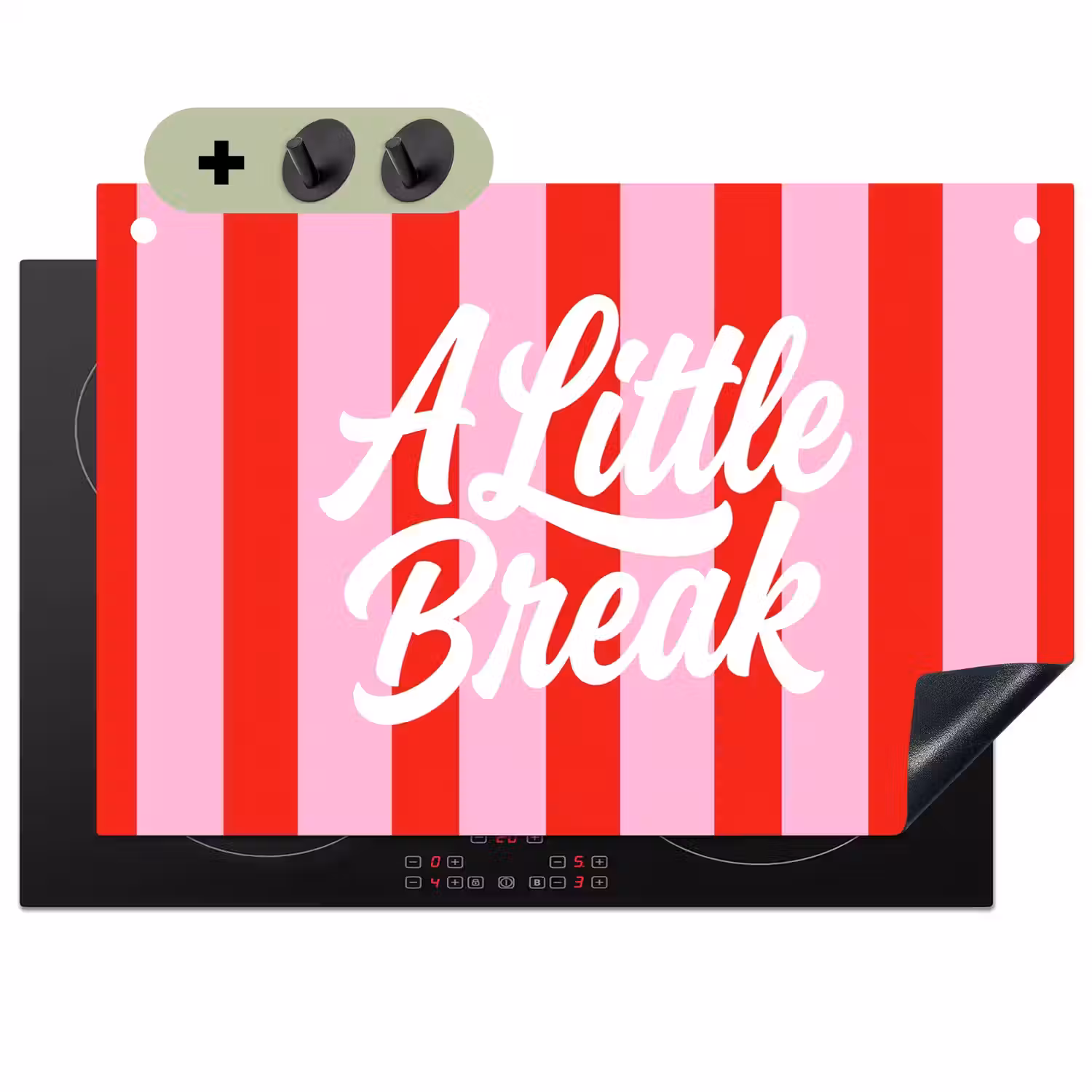 A Little Break - Strepen - Rood - Roze Inductie beschemer met haakjes klein -3d