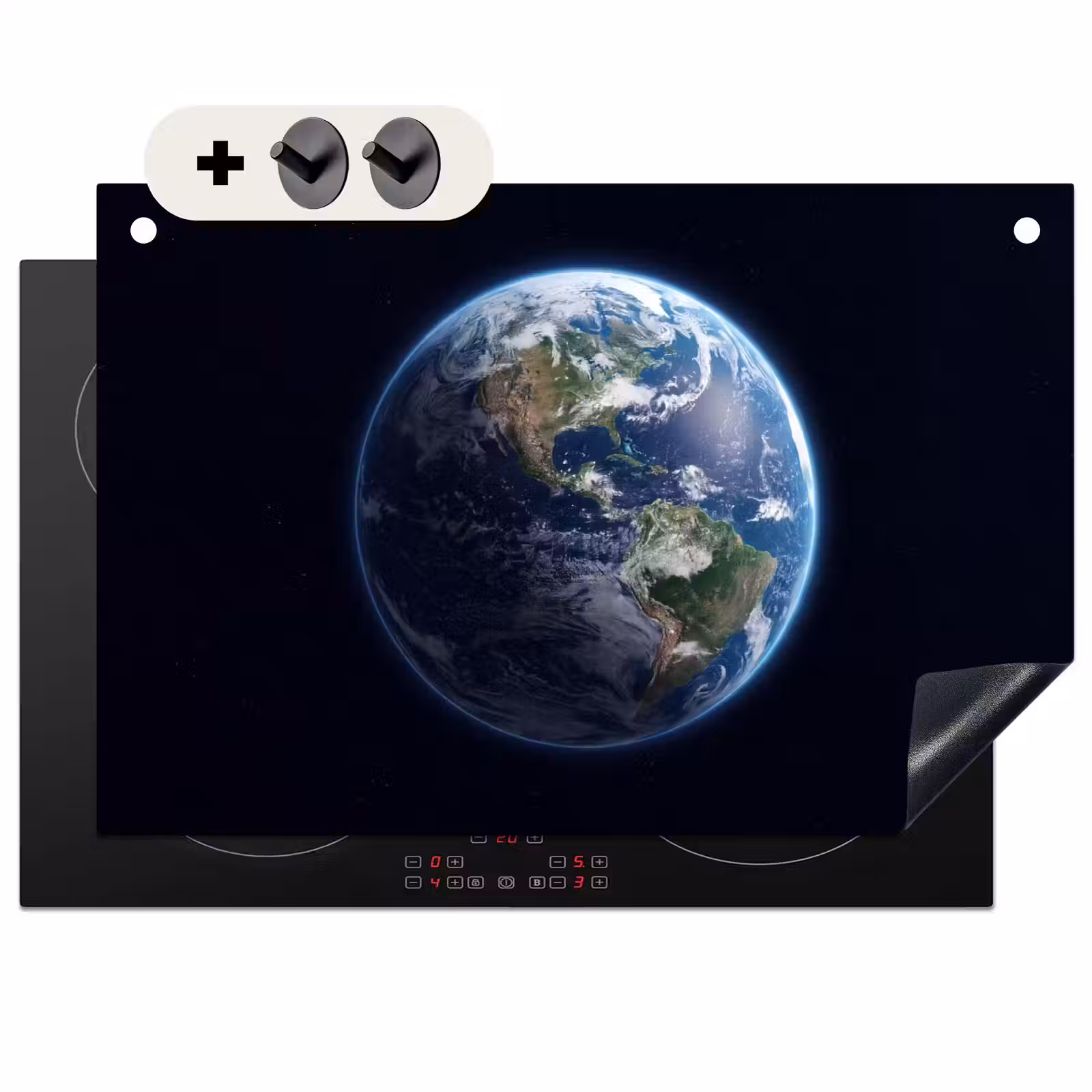 Inductiebeschermer & spatscherm (2in1) - Aarde - Ruimte - Kosmos - Aarde - Ruimte - Kosmos Inductie beschemer met haakjes klein