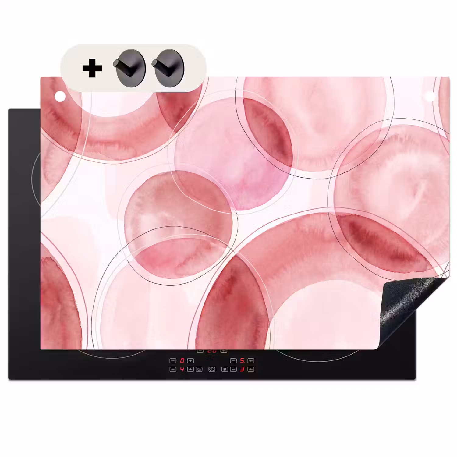 Abstract - Cirkels - Modern - Roze - Kunst Inductie beschemer met haakjes klein -3d