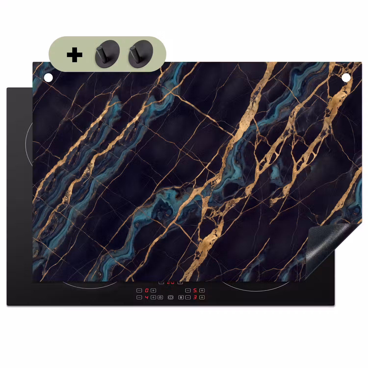 Abstract - Gouden lijnen - Kunst - Modern - Zwart Inductie beschemer met haakjes klein -3d