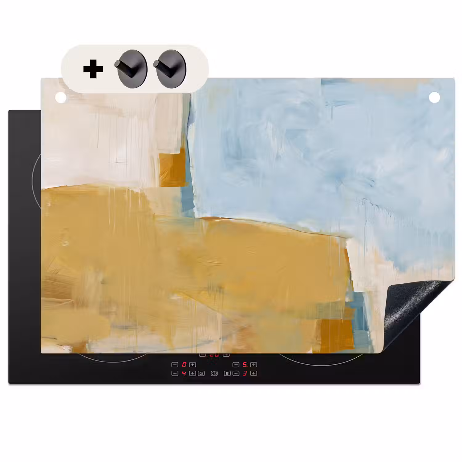 Abstract - Kleuren - Kunst - Modern - Blauw Inductie beschemer met haakjes klein -3d