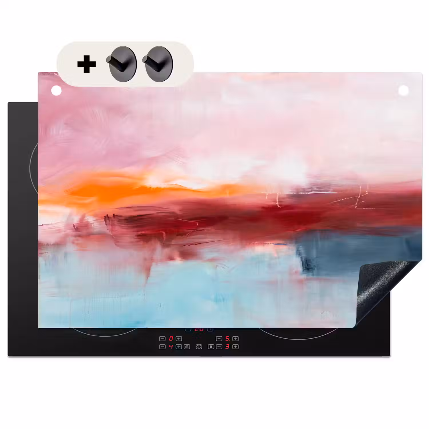 Abstract - Kleuren - Modern - Kunst - Roze Inductie beschemer met haakjes klein -3d