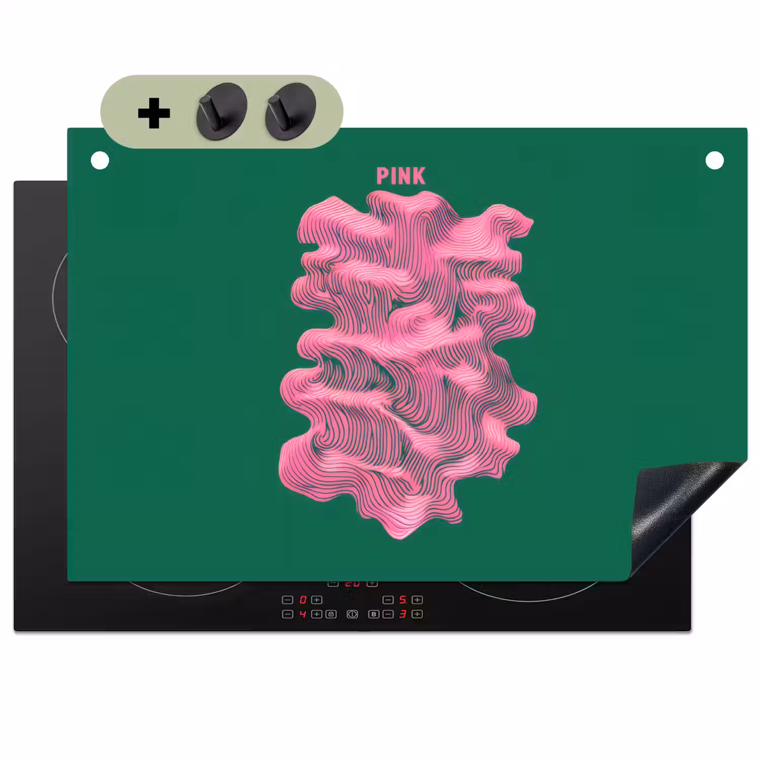 Abstract - Pink - Lijnen - Groen Inductie beschemer met haakjes klein -3d