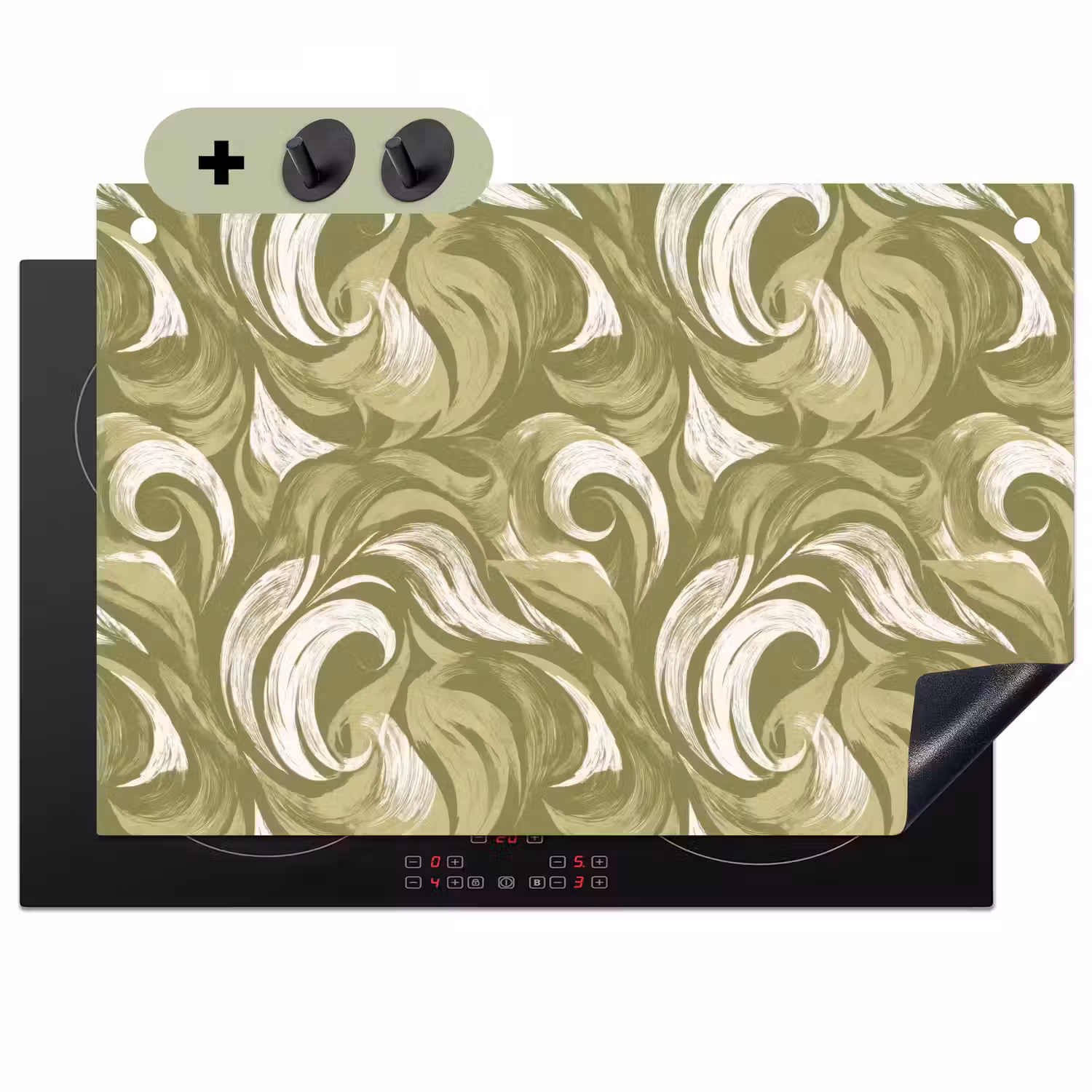 Abstract - Textuur - Groen Inductie beschemer met haakjes klein 777 -3d