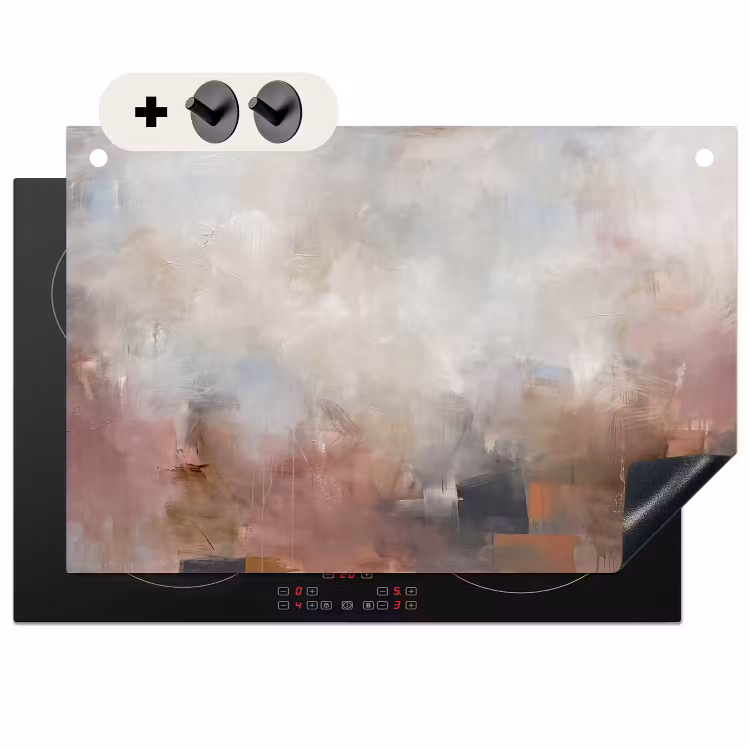 Abstract - Vloeiend - Kunst - Modern - Beige Inductie beschemer met haakjes klein -3d