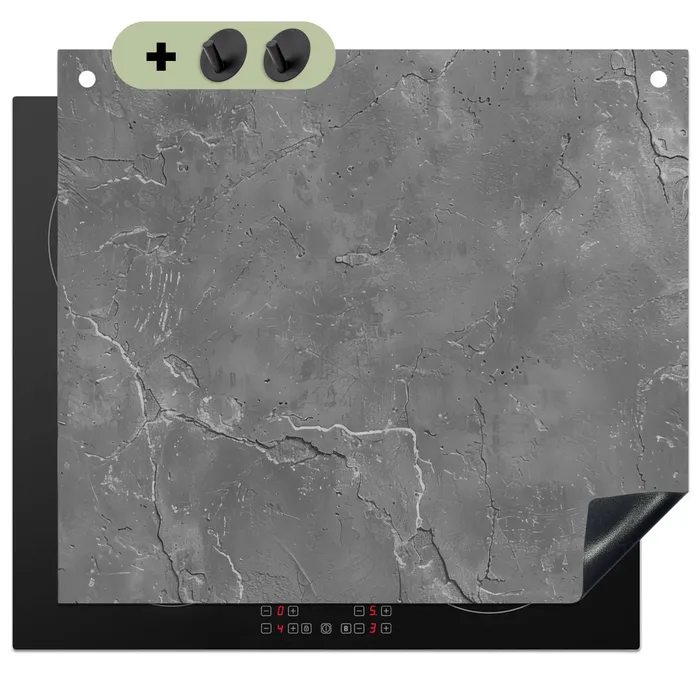 Beton - Grijs - Abstract - Betonlook Inductie beschemer met haakjes middel -3d