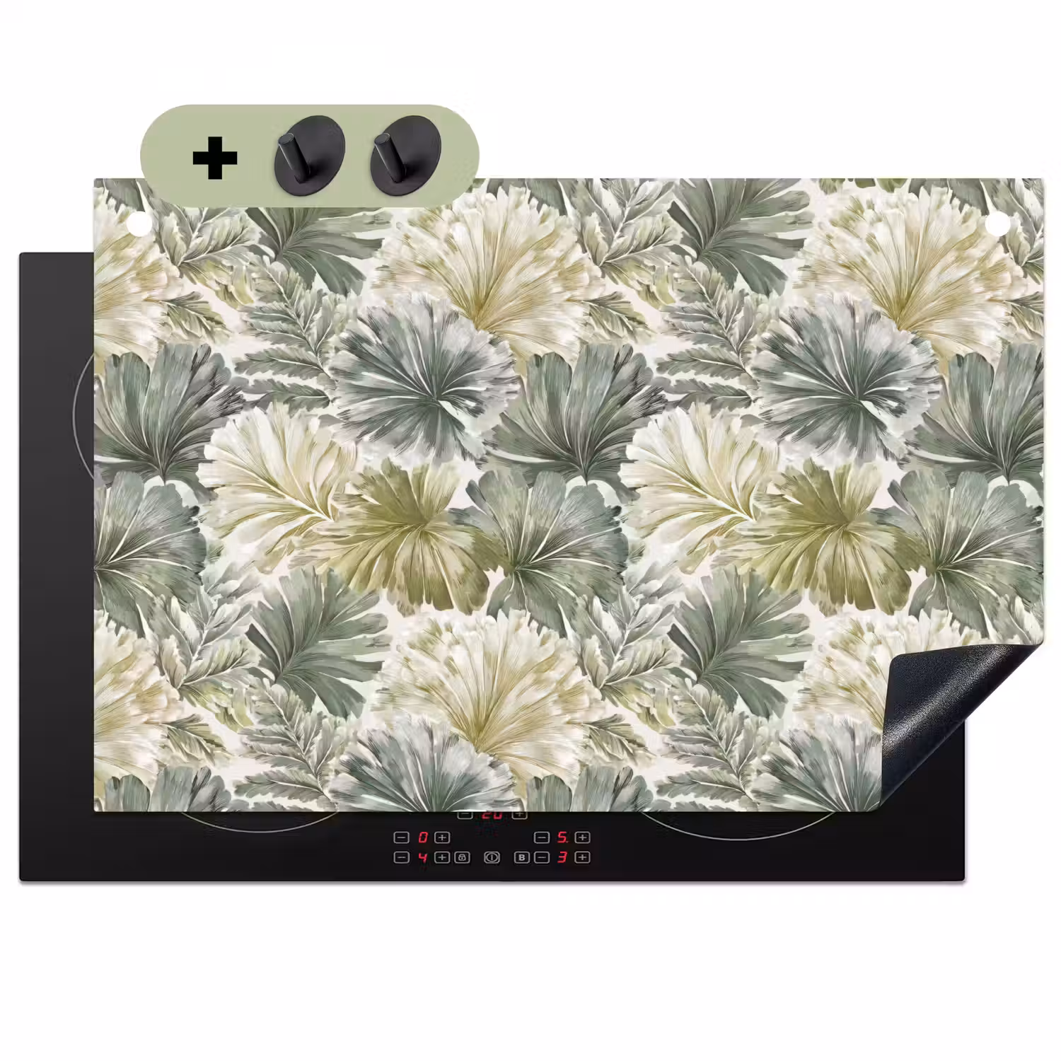 Bladeren - Botanisch - Groen Inductie beschemer met haakjes klein 777 -3d