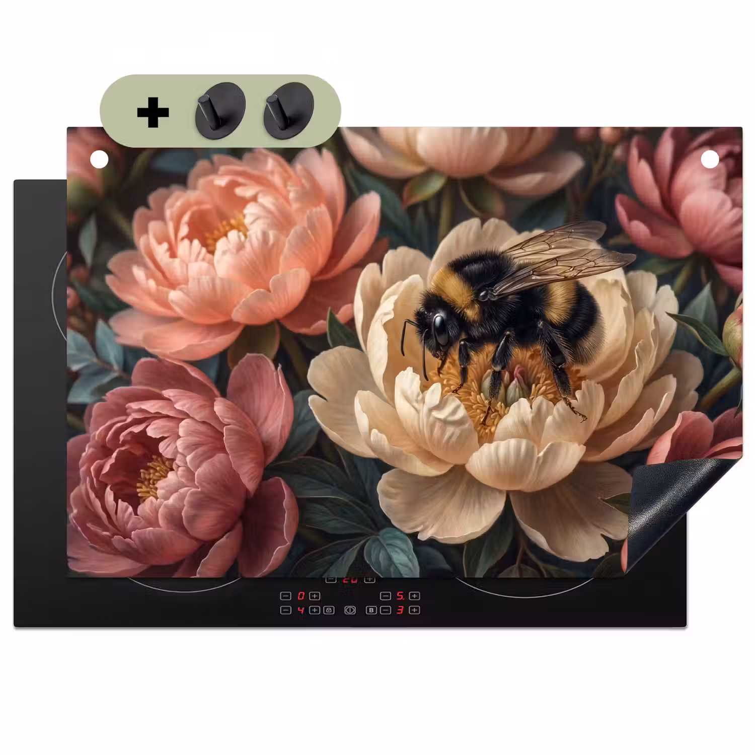 Bloemen - Insect - Natuur - Roze Inductie beschemer met haakjes klein -3d