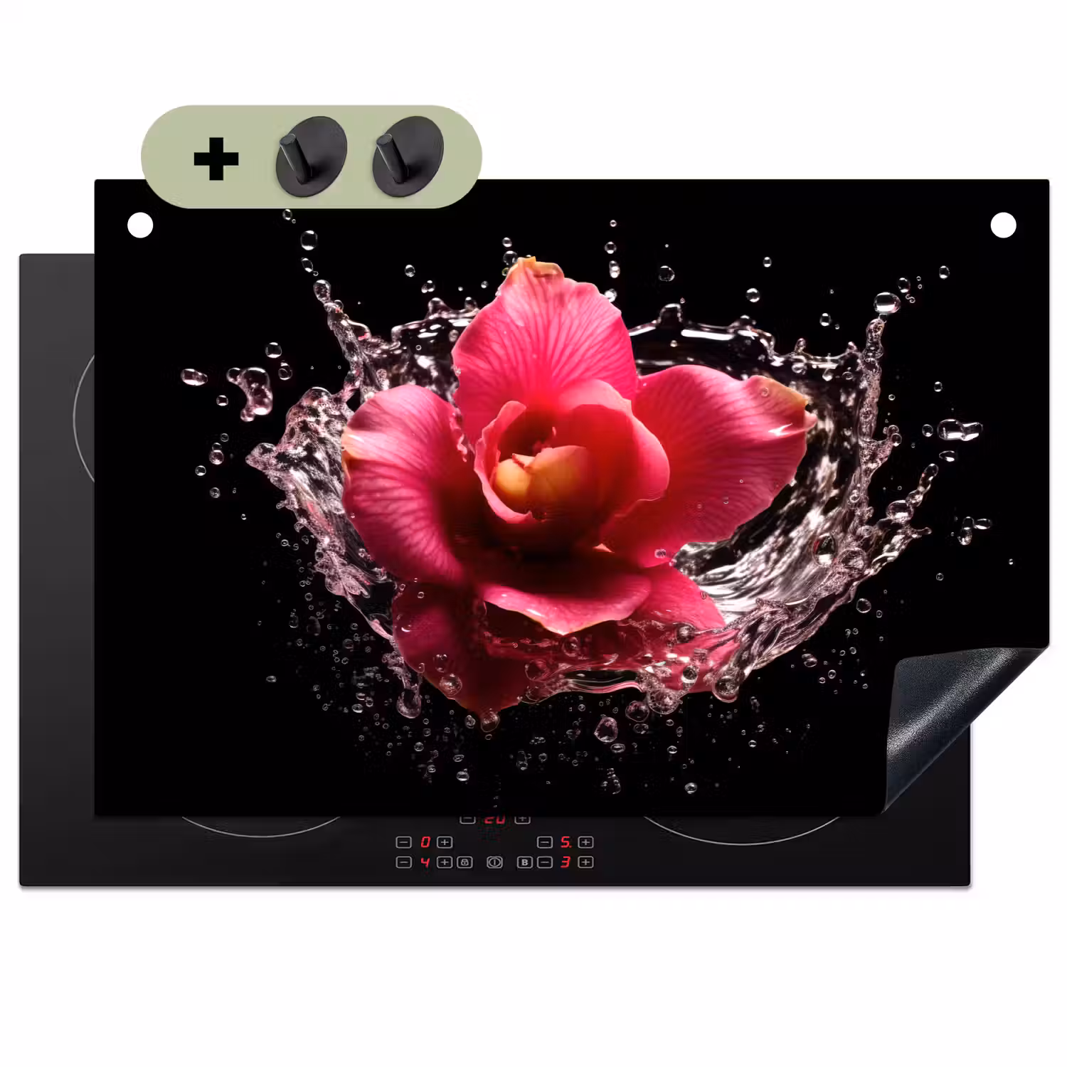 Bloemen - Roze - Water - Zwart - Botanisch - Natuur Inductie beschemer met haakjes klein -3d