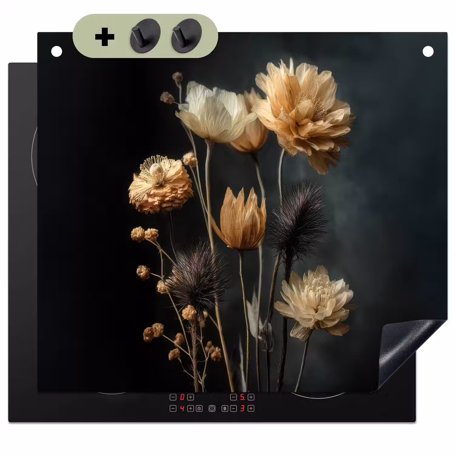 Boeket - Bloemen - Licht - Zwart Inductie beschemer met haakjes middel -3d