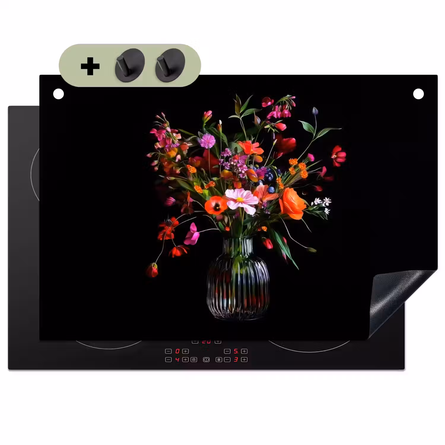 Boeket - Veldbloemen - Vaas Inductie beschemer met haakjes klein -3d