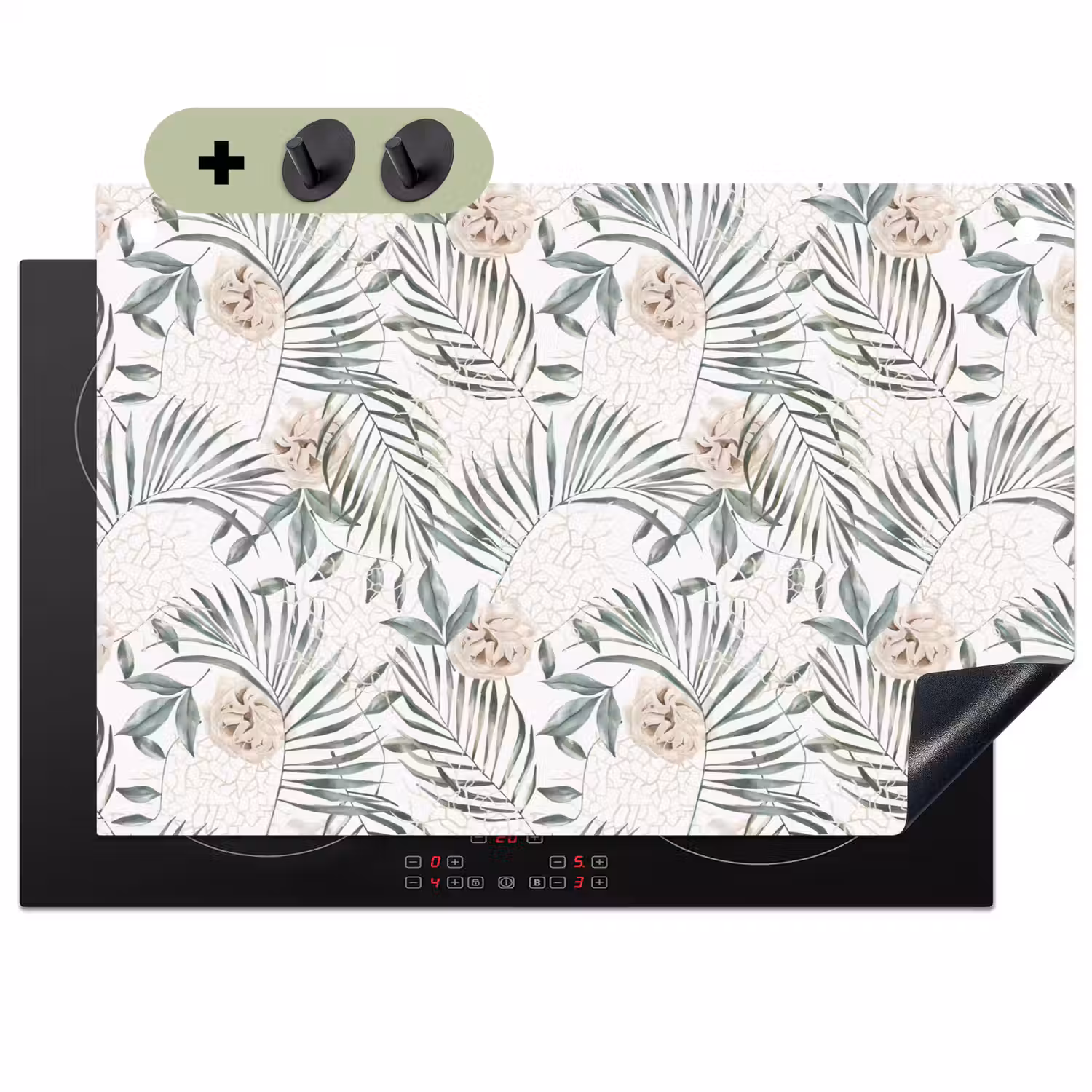 Bohemian - Bloemen - Bladeren - Jungle - Tropical Inductie beschemer met haakjes klein -3d
