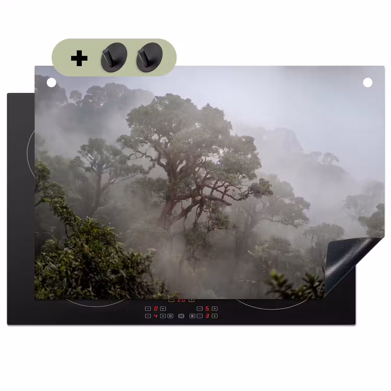 Boom - Mistig - Bos - Groen - Natuur Inductie beschemer met haakjes klein -3d