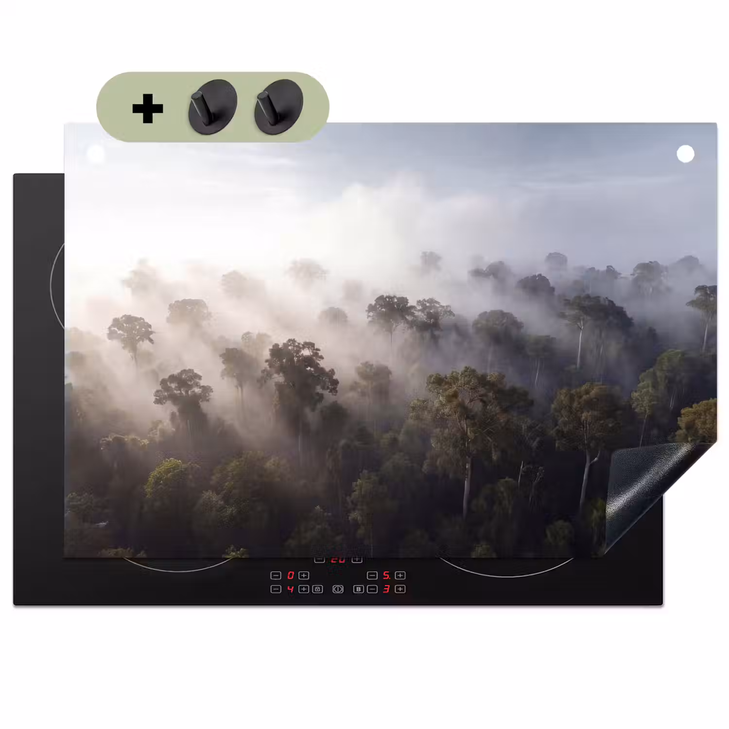 Bos - Mist - Natuur - Groen Inductie beschemer met haakjes klein -3d