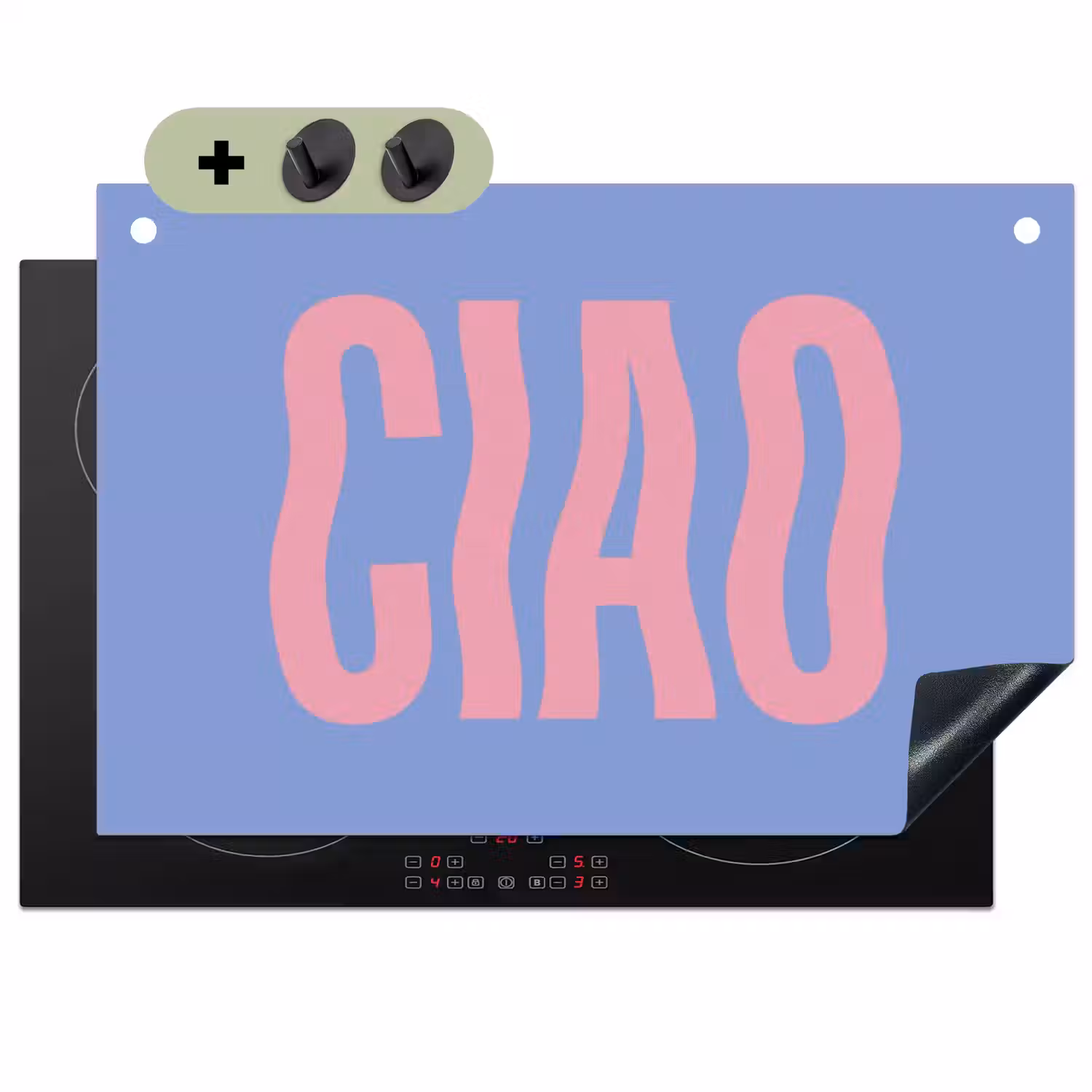 Ciao - Roze - Blauw - Golvend Inductie beschemer met haakjes klein -3d