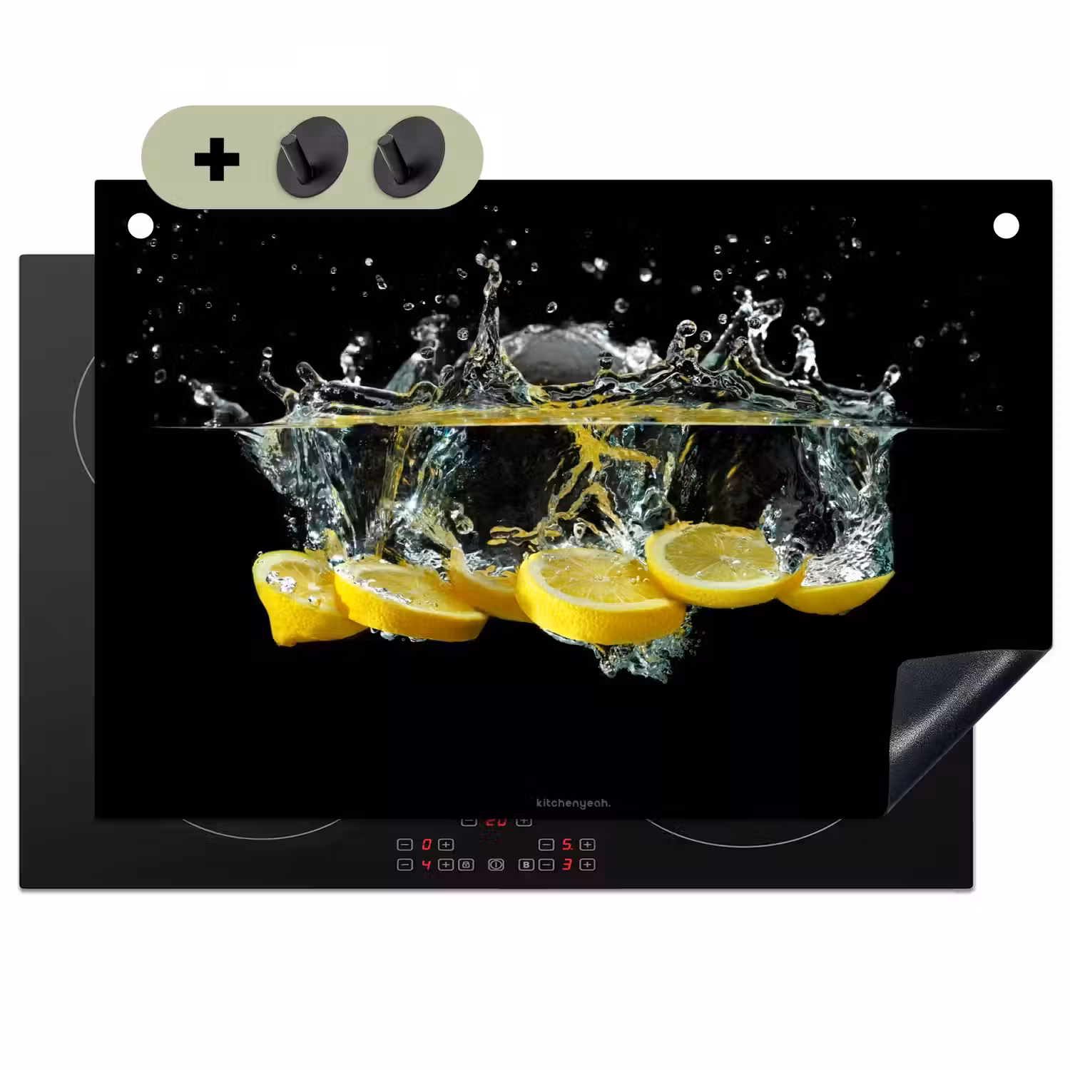 Citroen - Water - Fruit Inductie beschemer met haakjes klein -3d