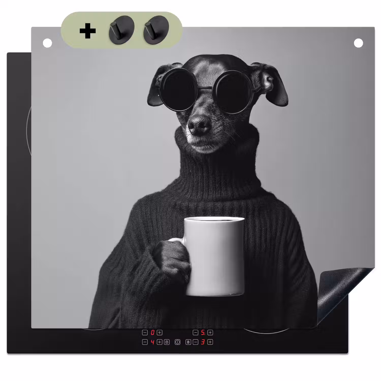 Coltrui - Hond - Bril - Mok Inductie beschemer met haakjes middel -3d