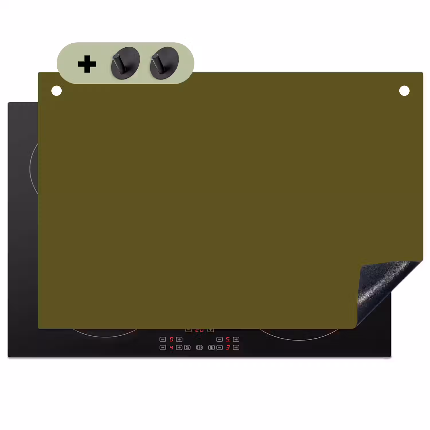 Dark - Olive - Groen Inductie beschemer met haakjes klein 777 -3d