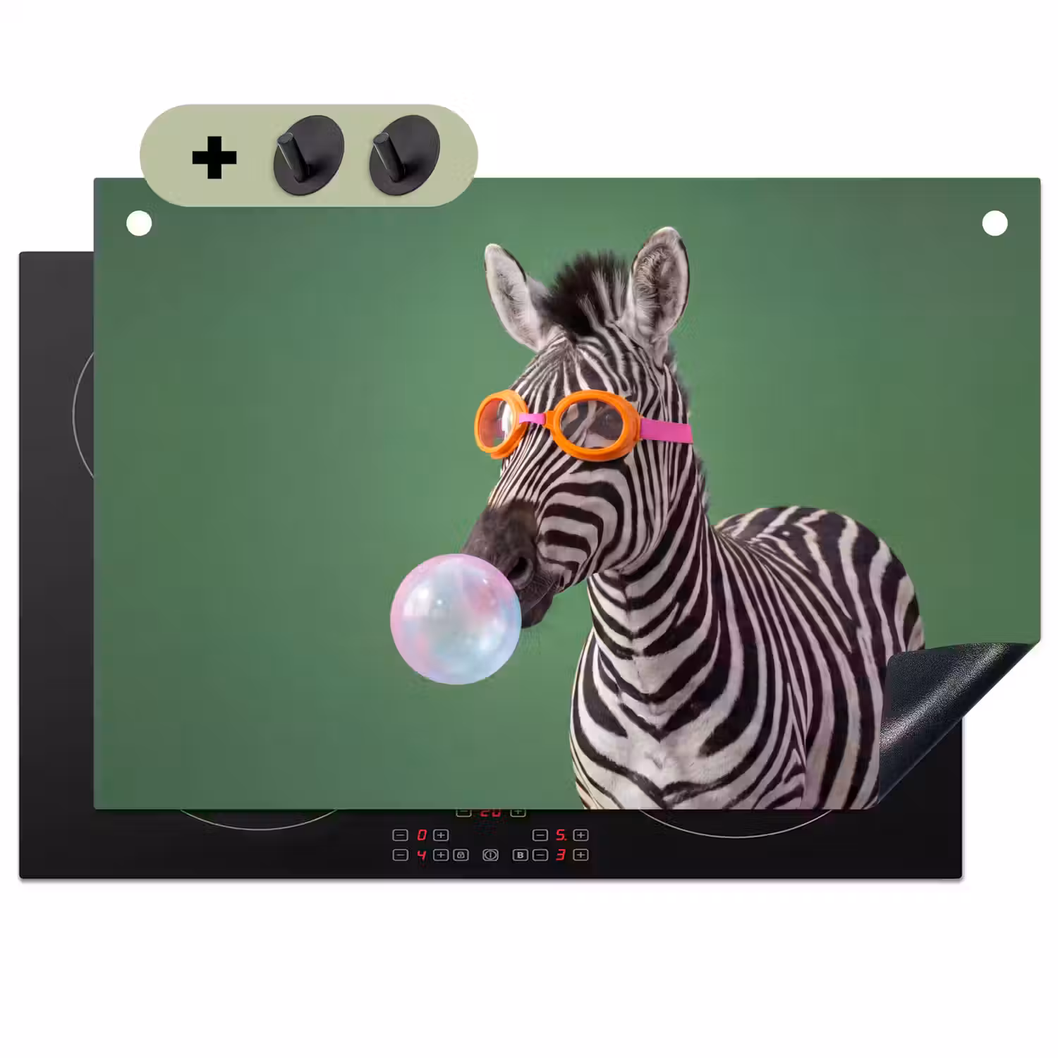 Dier - Bril - Bel - Modern - Groen Inductie beschemer met haakjes klein -3d