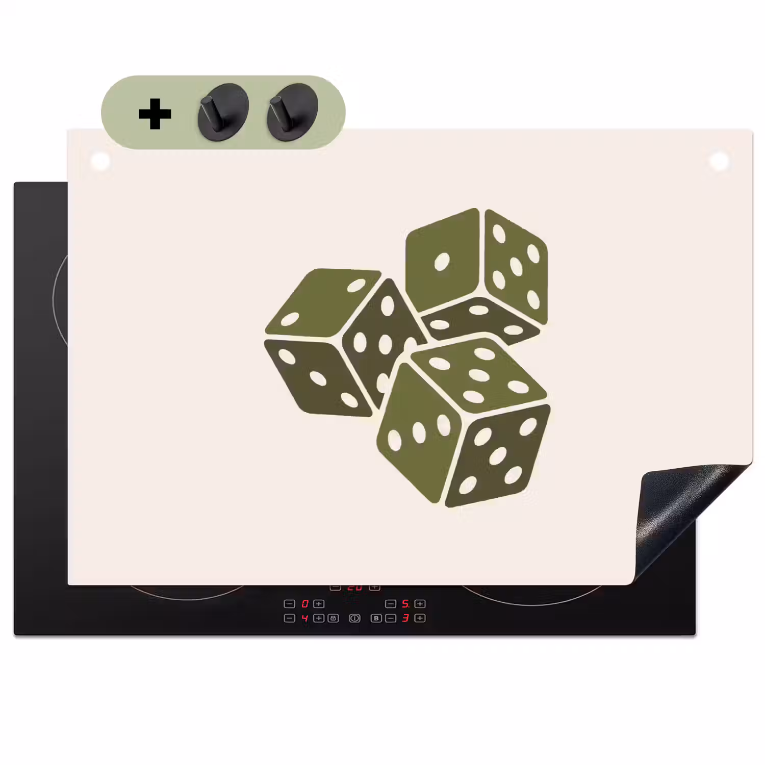 Dobbelsteen - Spel - Groen - Abstract Inductie beschemer met haakjes klein -3d