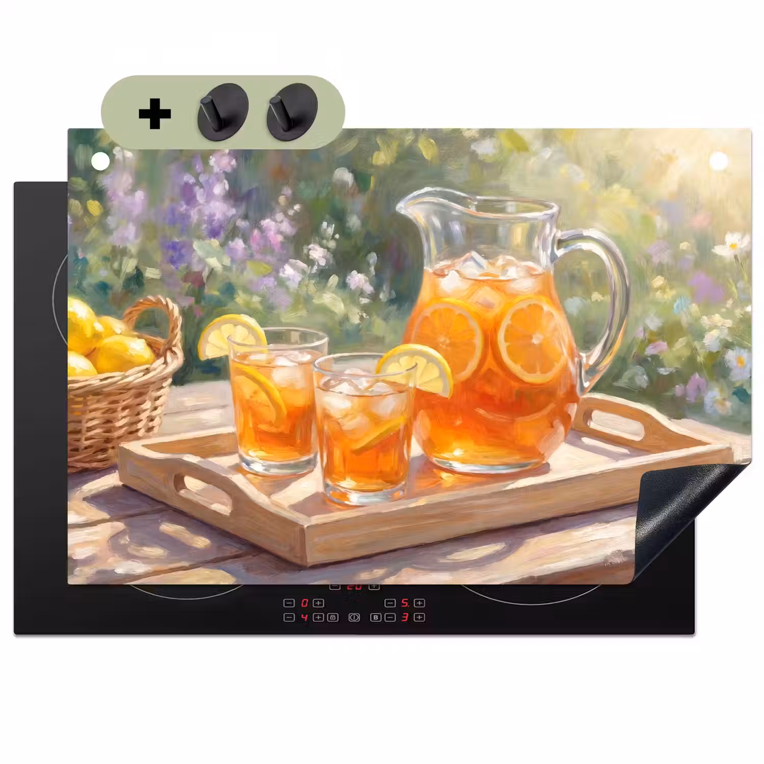Drank - Citroen - Zomer - Tuin - Geel Inductie beschemer met haakjes klein -3d