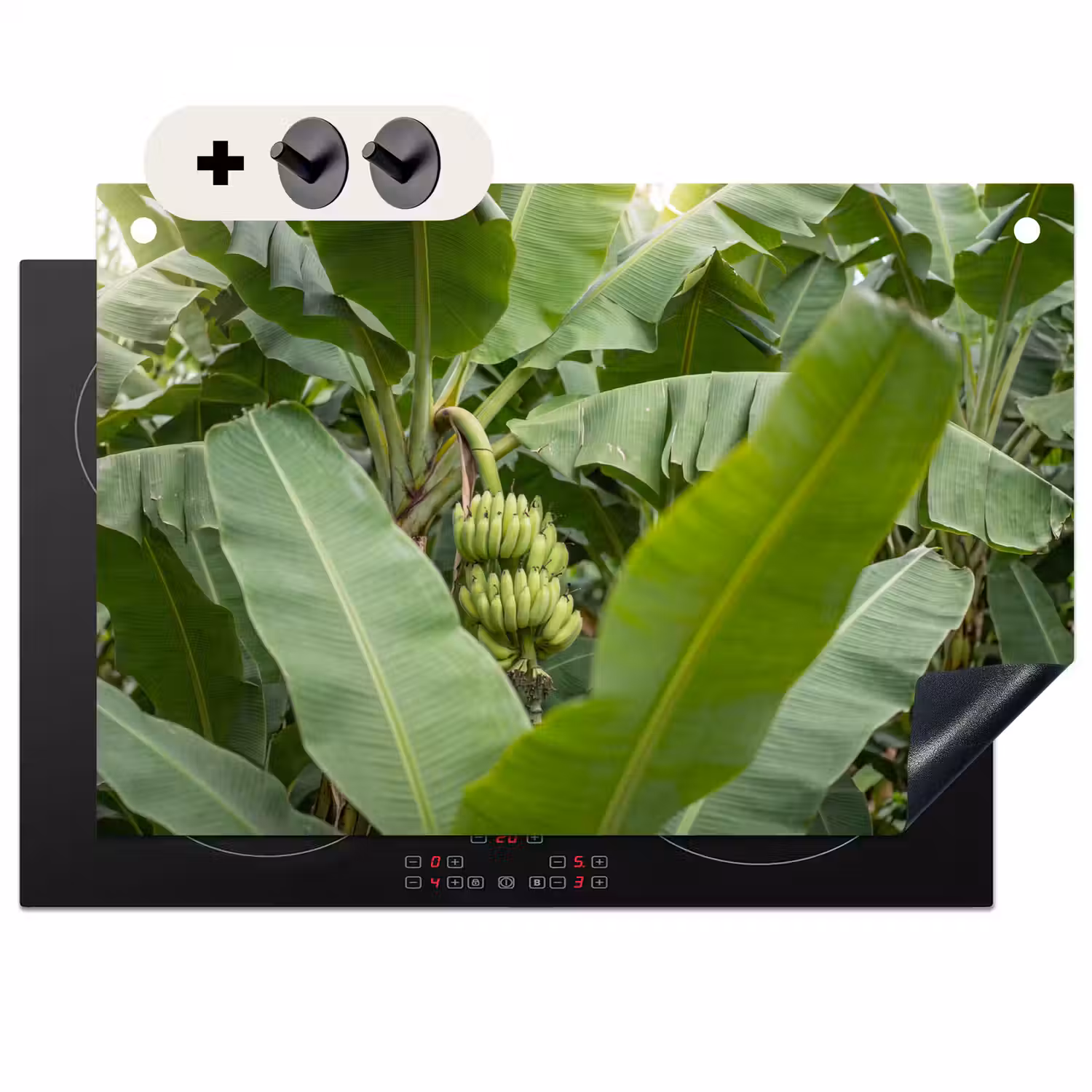 Eten - Bananen - Plantage - Groen Inductie beschemer met haakjes klein -3d