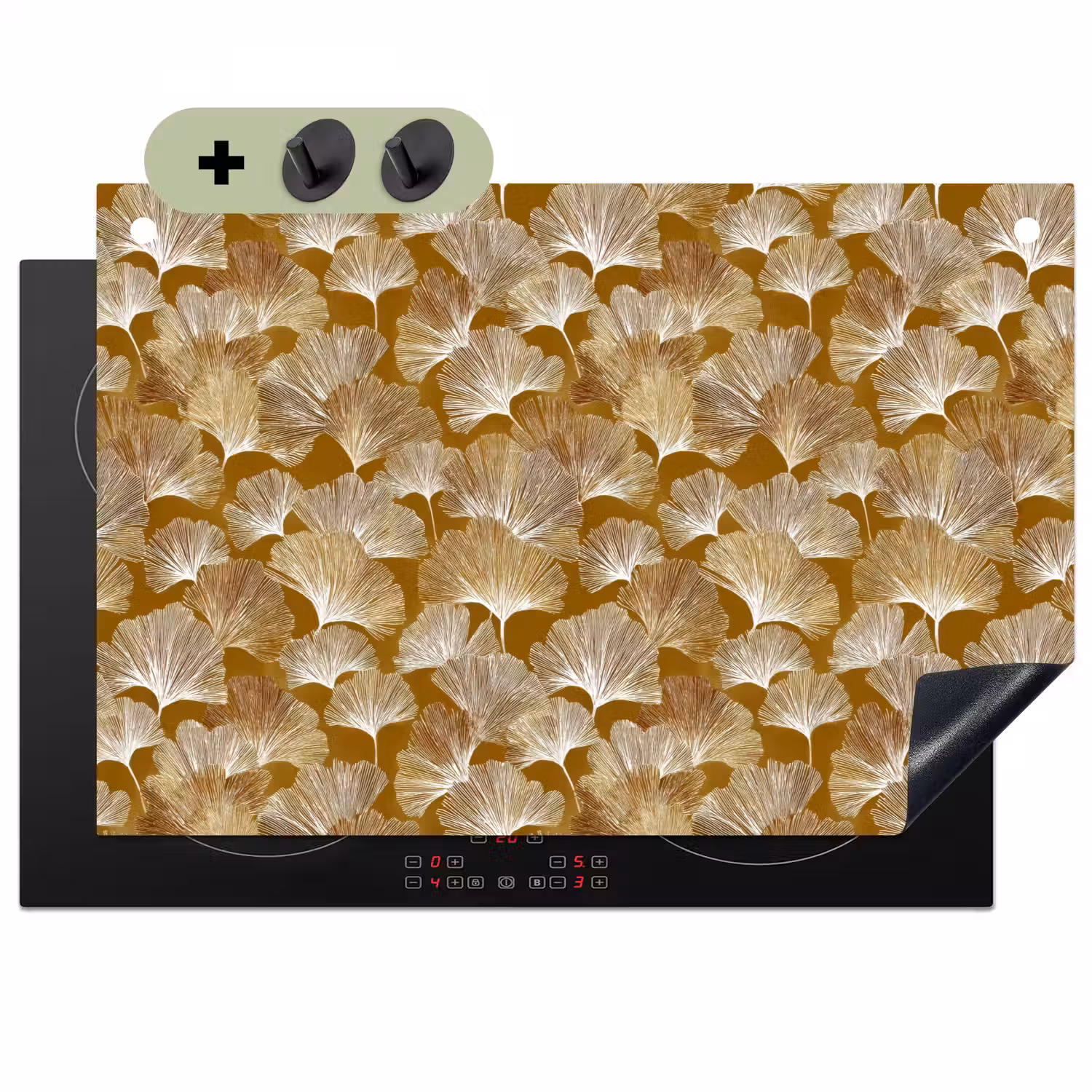 Ginkgo - Bladeren - Goud Inductie beschemer met haakjes klein 777 -3d