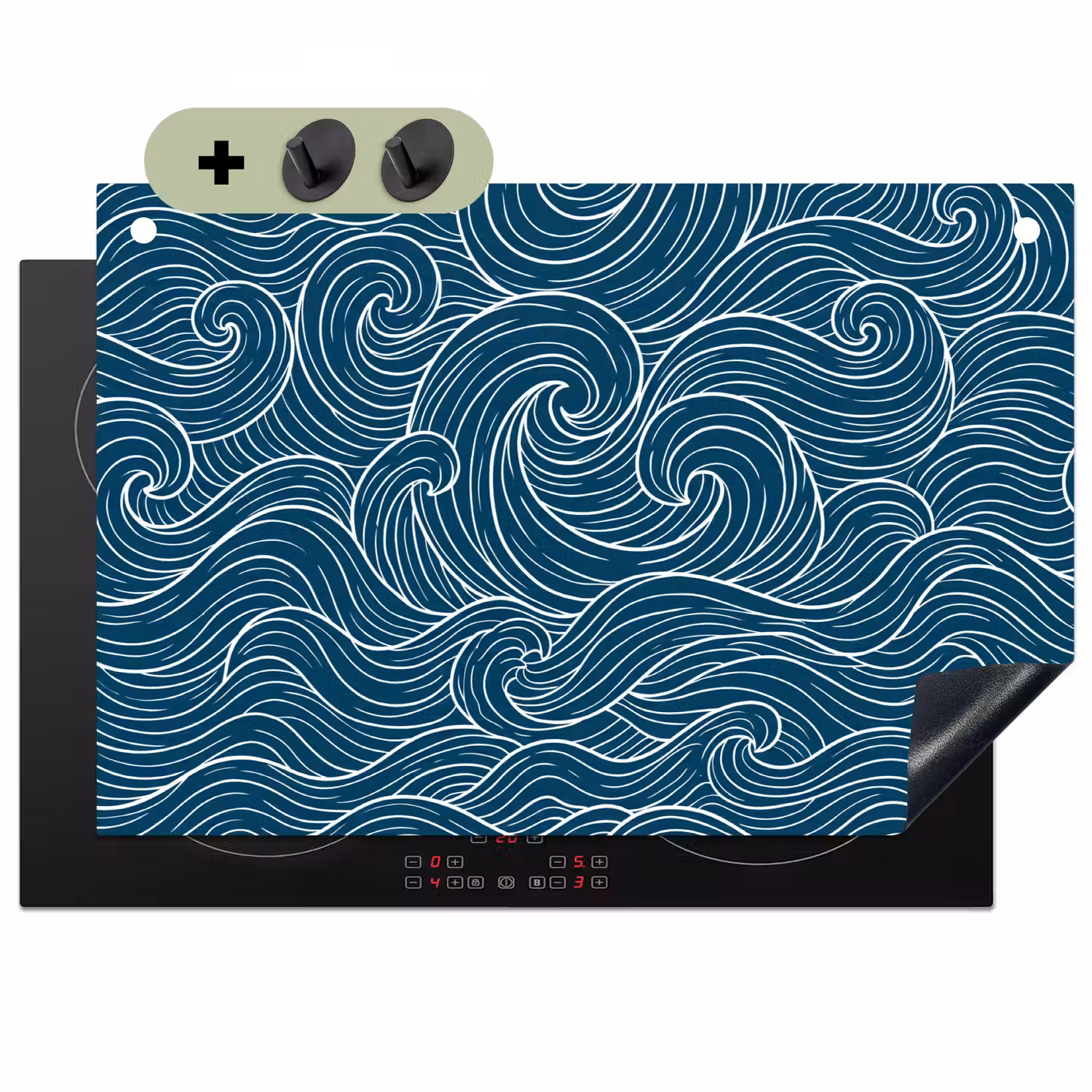 Golven - Spiraal - Water - Abstract - Blauw Inductie beschemer met haakjes klein -3d