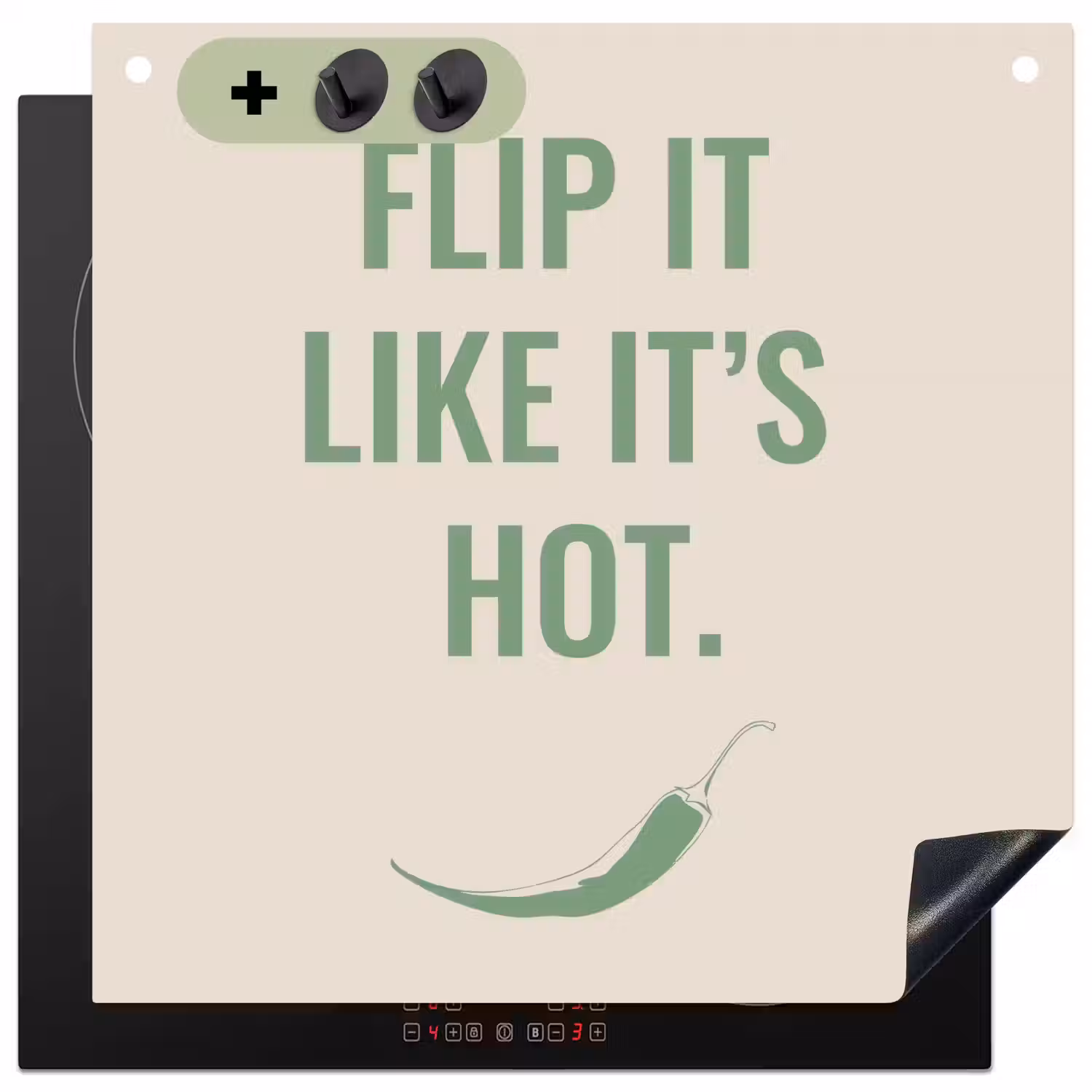 Groen - Quote - Zomer - Chilipeper Inductie beschemer met haakjes middel -3d