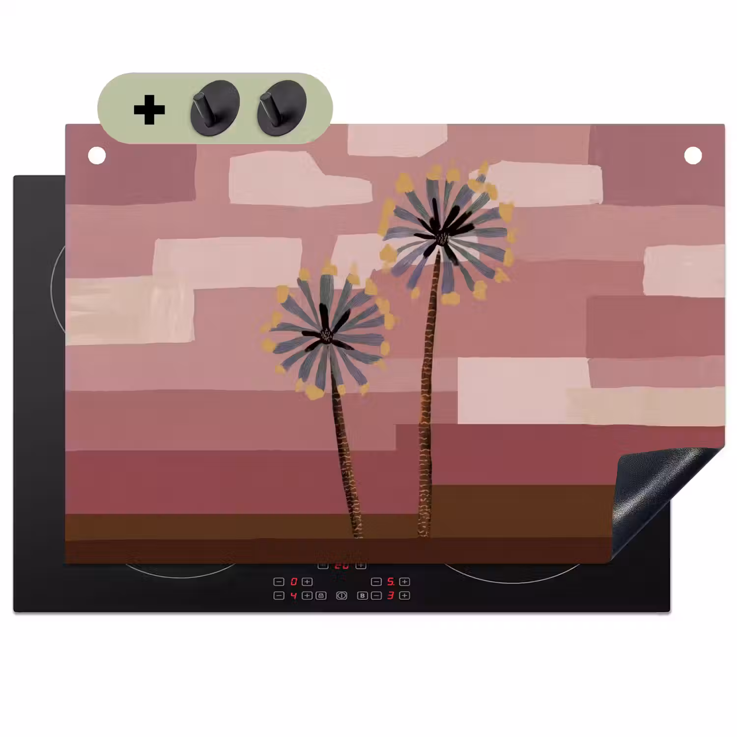 Illustratie - Bloemen - Vlakken - Abstract Inductie beschemer met haakjes klein -3d