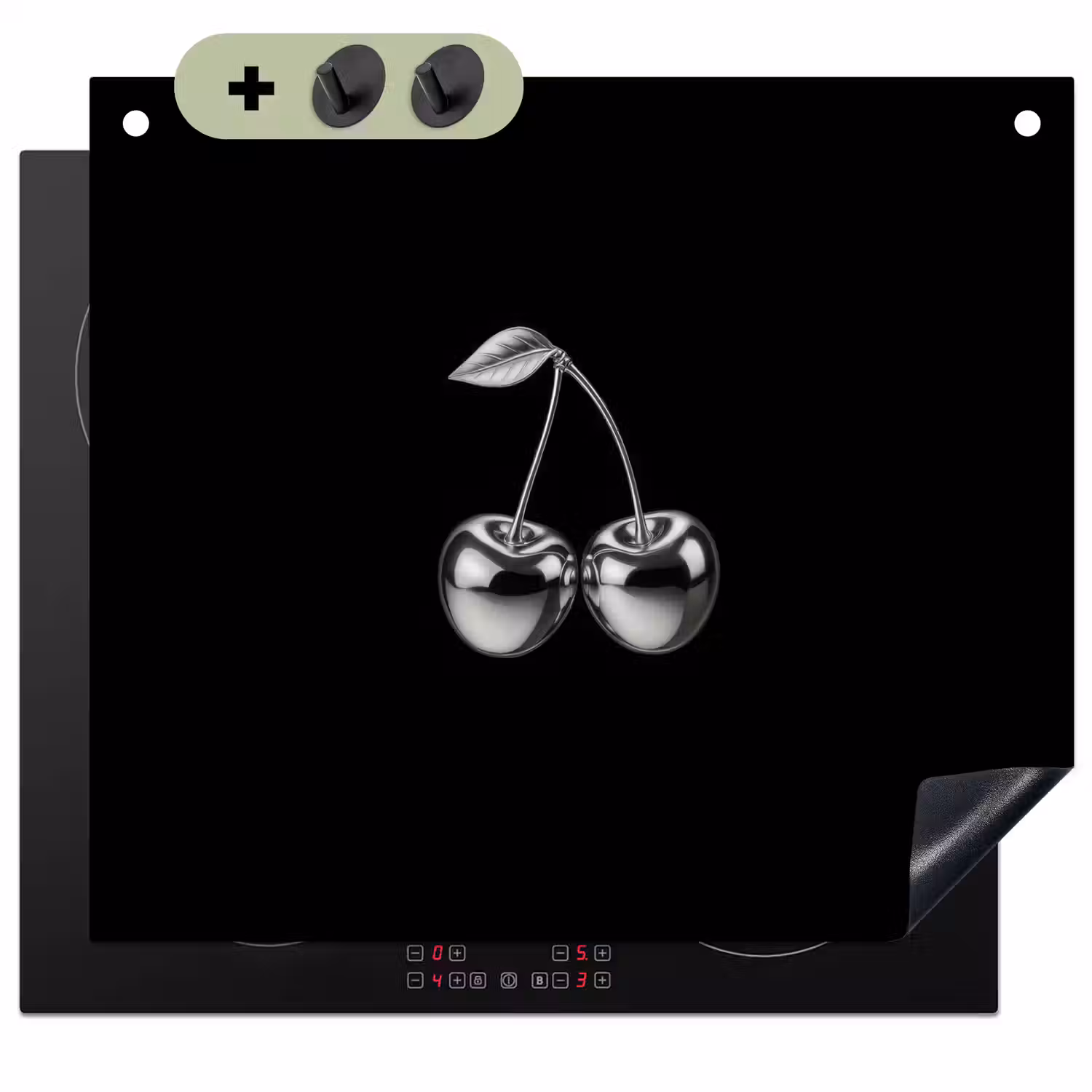 Kers - Luxueus - Metallic Inductie beschemer met haakjes middel -3d
