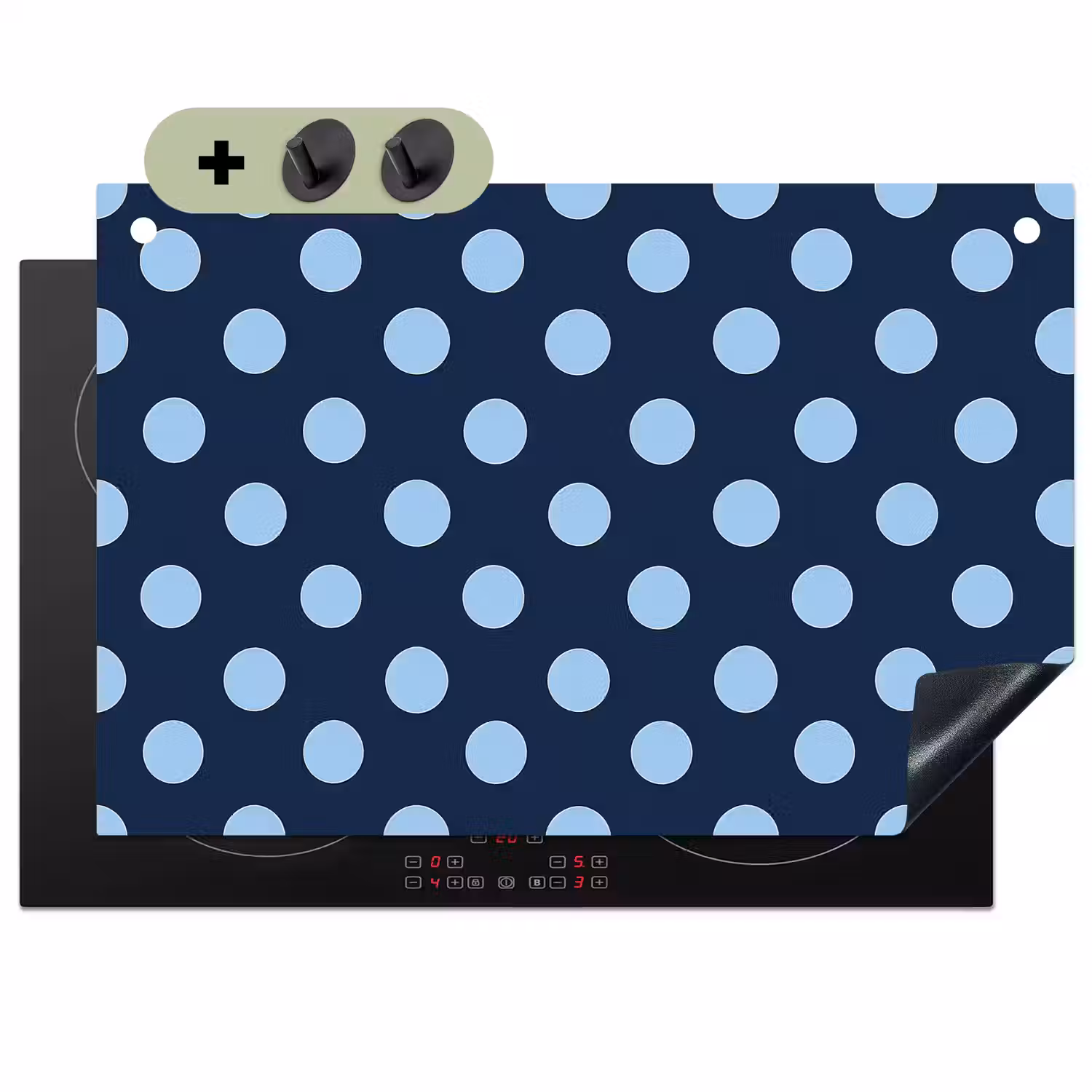 Klassiek - Dots - Blauw Inductie beschemer met haakjes klein 777 -3d