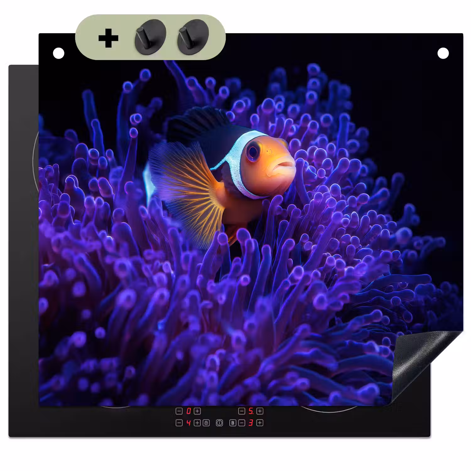 Koraal - Vis - Oranje - Zee Inductie beschemer met haakjes middel -3d