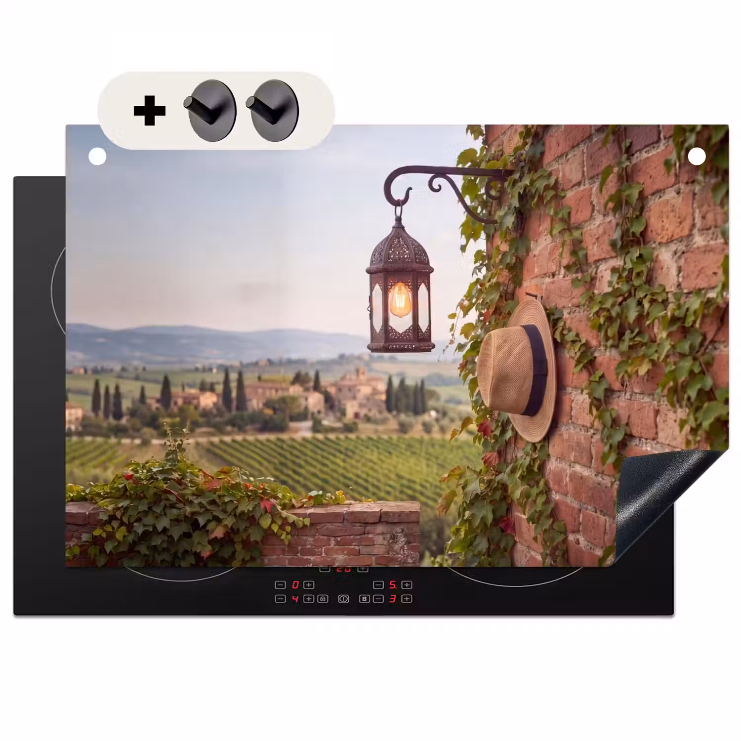 Lantaarn - Wijngaard - Landschap - Italiaans Inductie beschemer met haakjes klein -3d