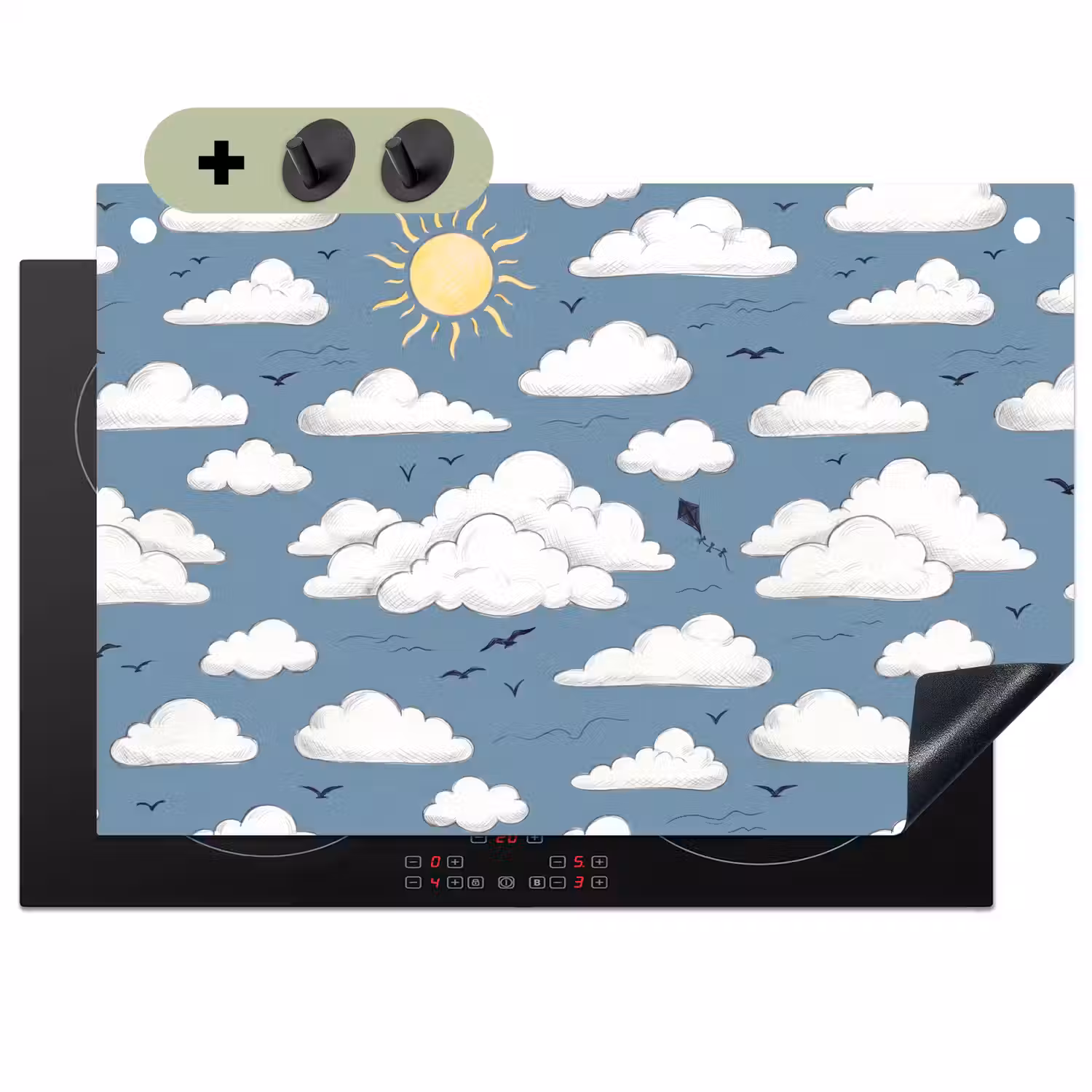 Lucht - Zon - Wolken - Natuur - Blauw Inductie beschemer met haakjes klein -3d