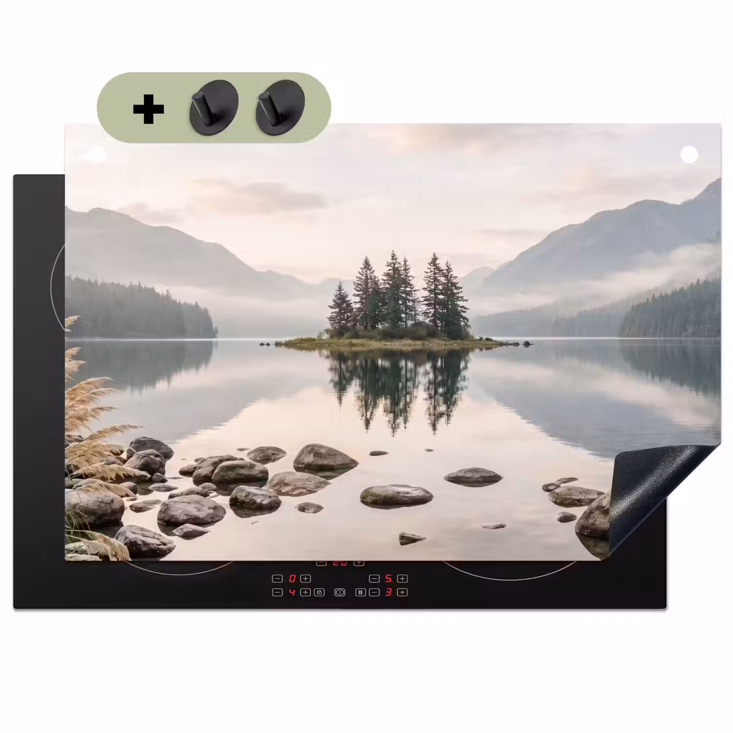 Meer - Bergen - Landschap - Groen Inductie beschemer met haakjes klein -3d